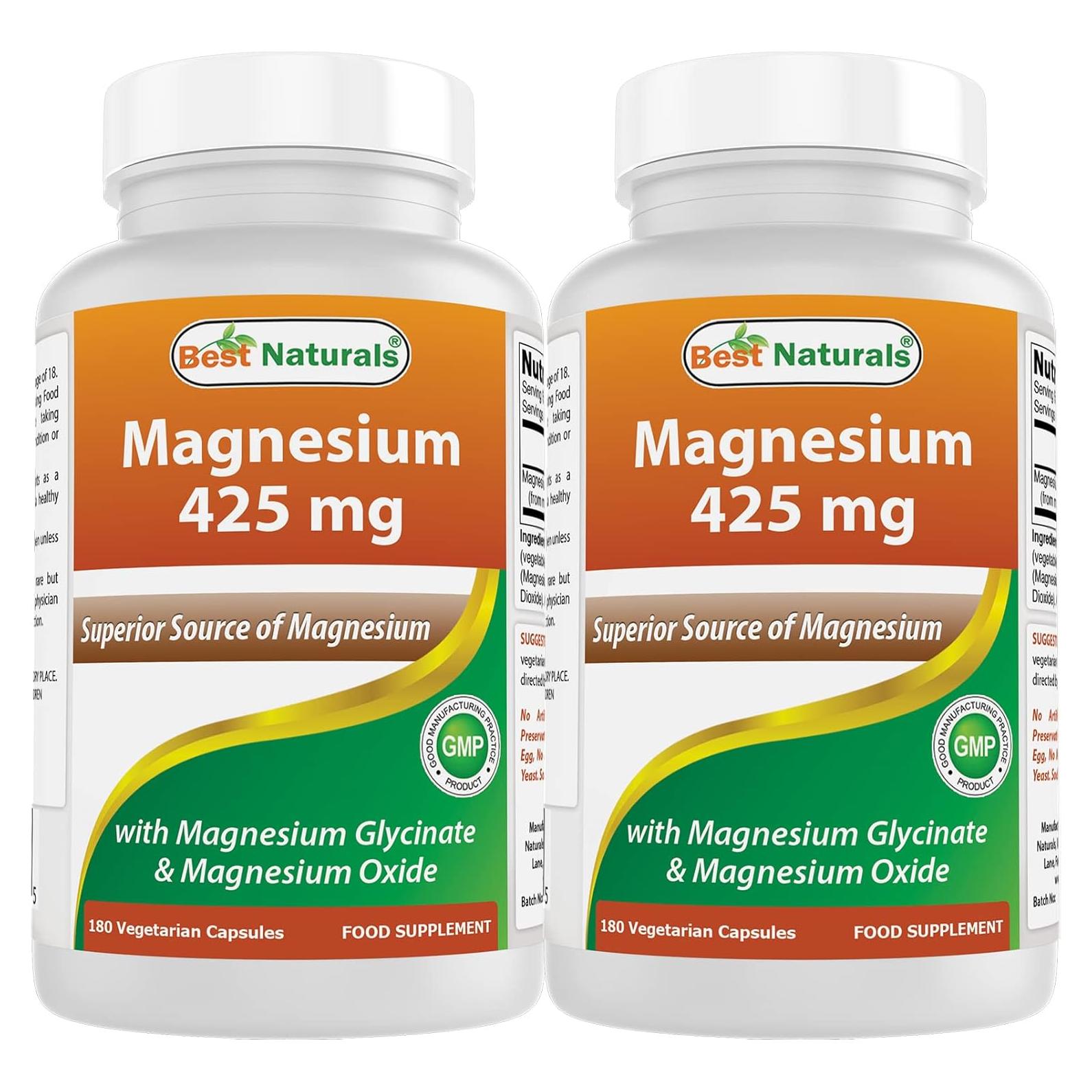 Mejores Naturales Magnesio 425 mg 360 Cápsulas Vegetales