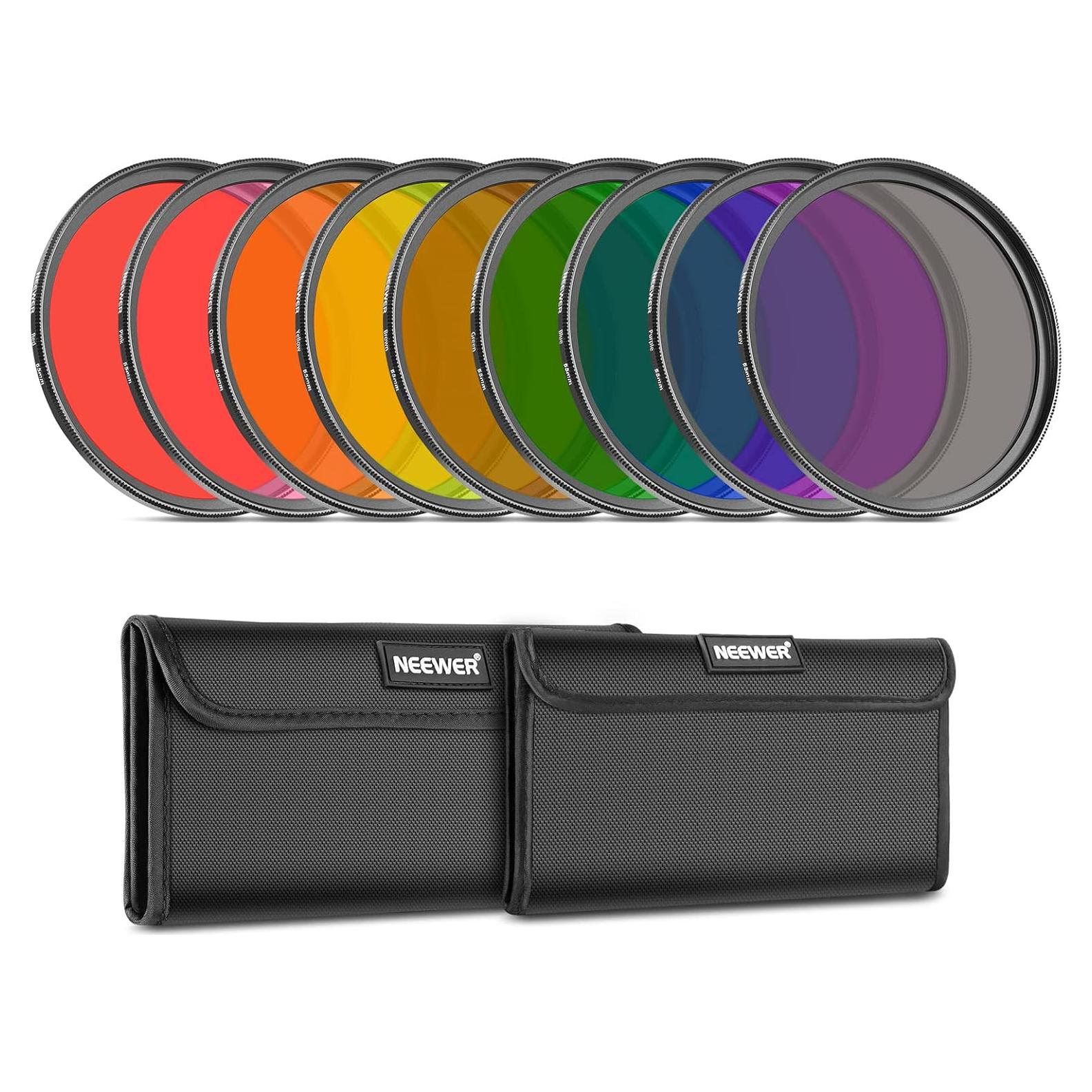 Kit de 9 Filtros de Resina Coloridos 55mm NEEWER con Fundas