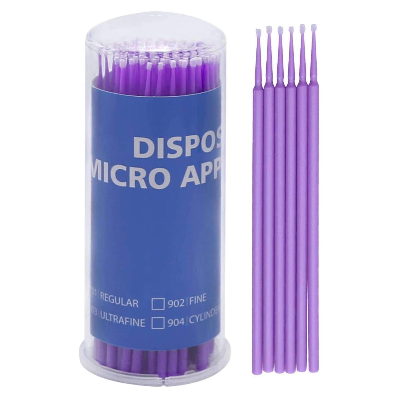 Pinceles de Retoque Automotriz Saihisday 1.5mm Púrpura - 100 Piezas