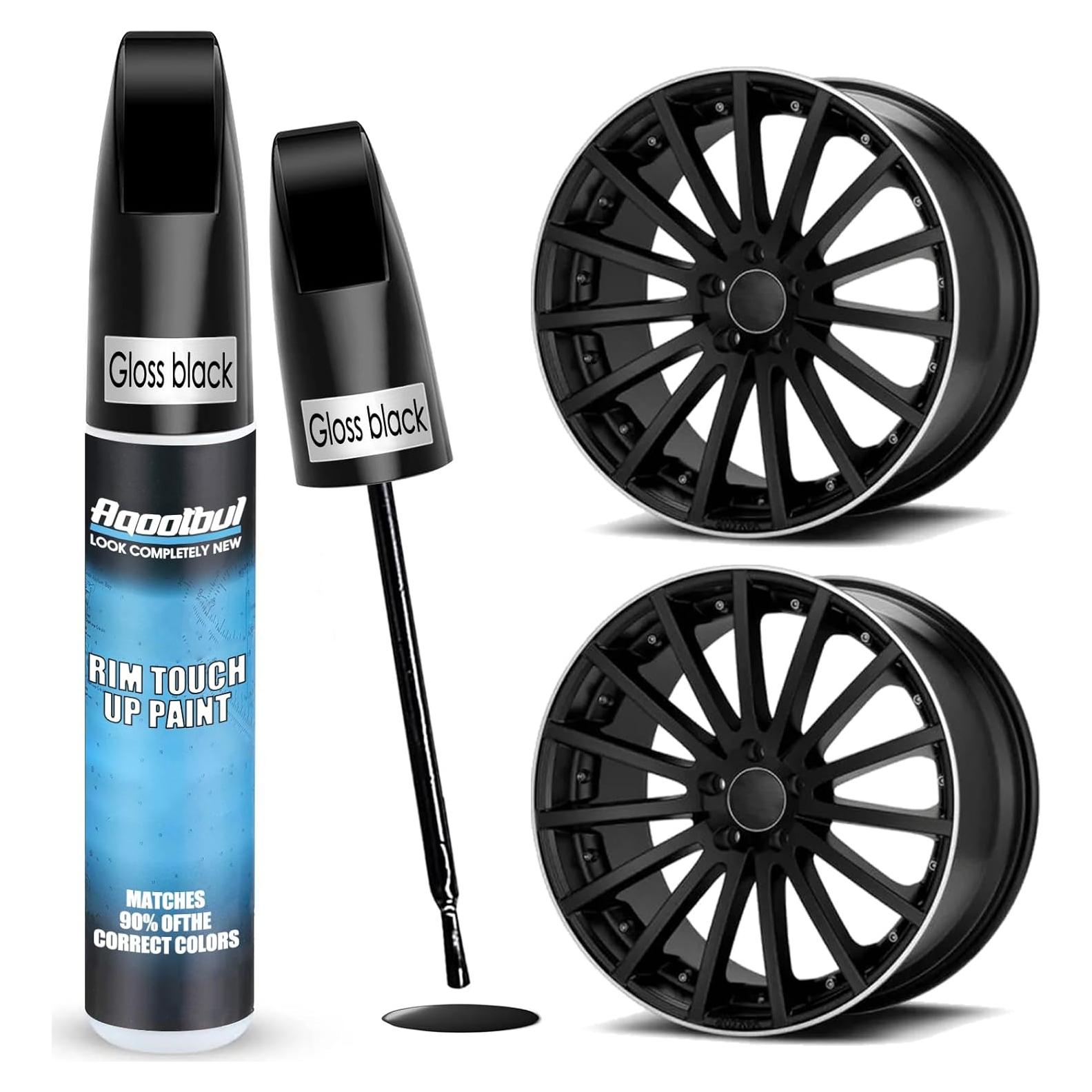 Kit de Pintura de Retoque para Llantas aqootbul Negro Brillante
