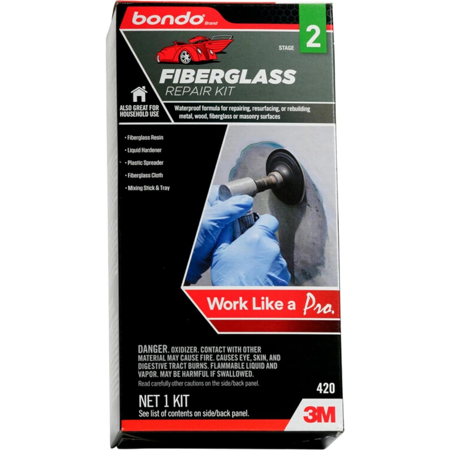 Kit de Reparación de Fibra de Vidrio Bondo 3M - 0.24 Litros