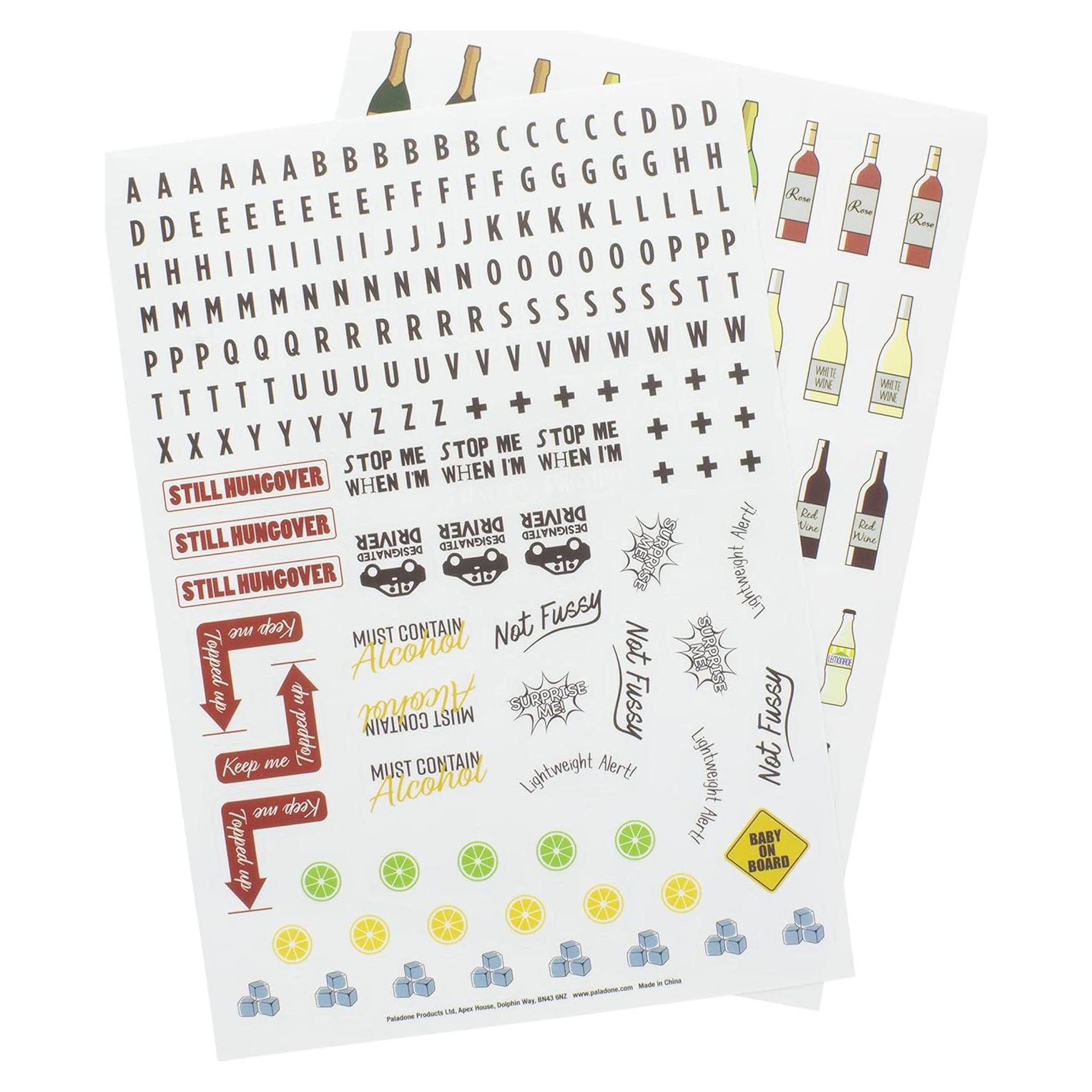 Paladone Marcadores de Bebidas 250 Pegatinas Reutilizables