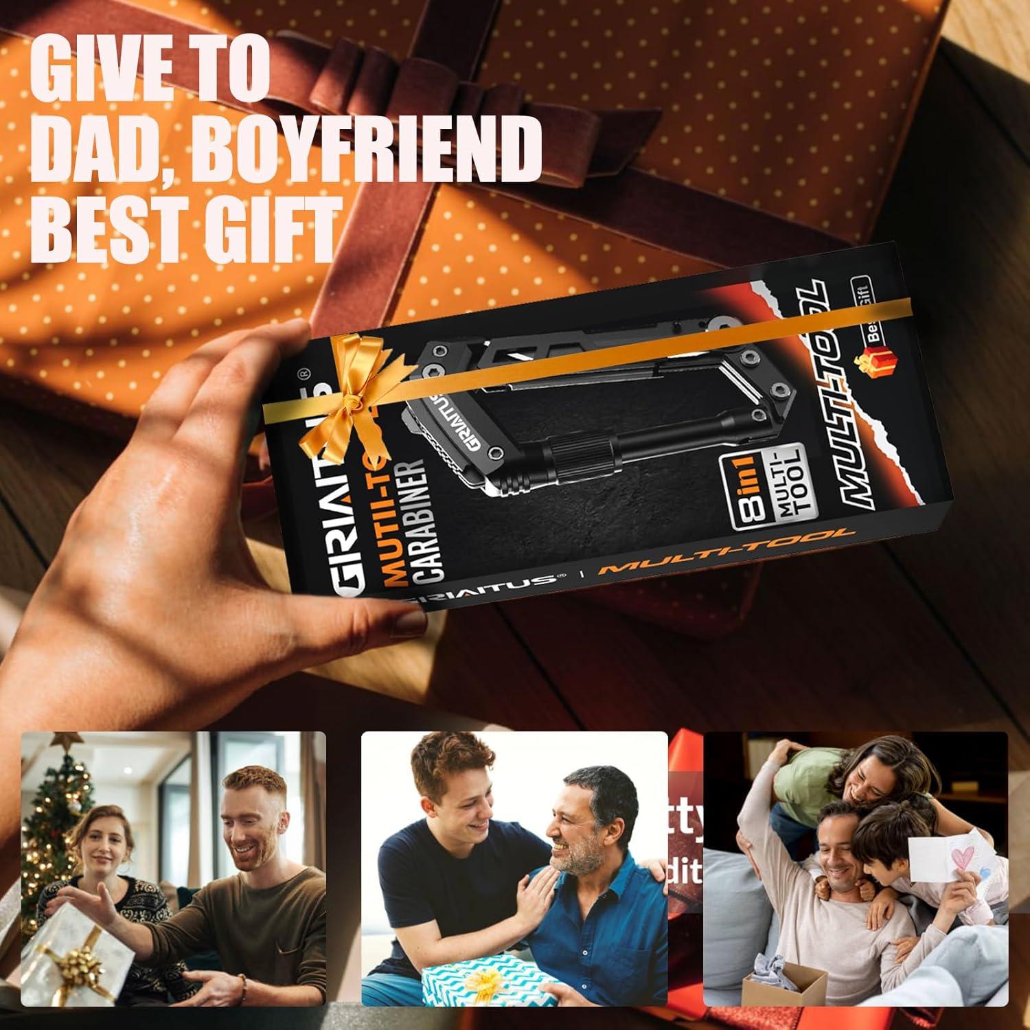 Carabiner Multitool GIRIAITUS 8-en-1 Negro para Camping