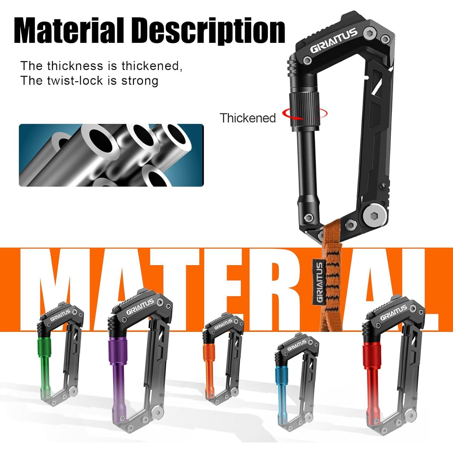 Carabiner Multitool GIRIAITUS 8-en-1 Negro para Camping