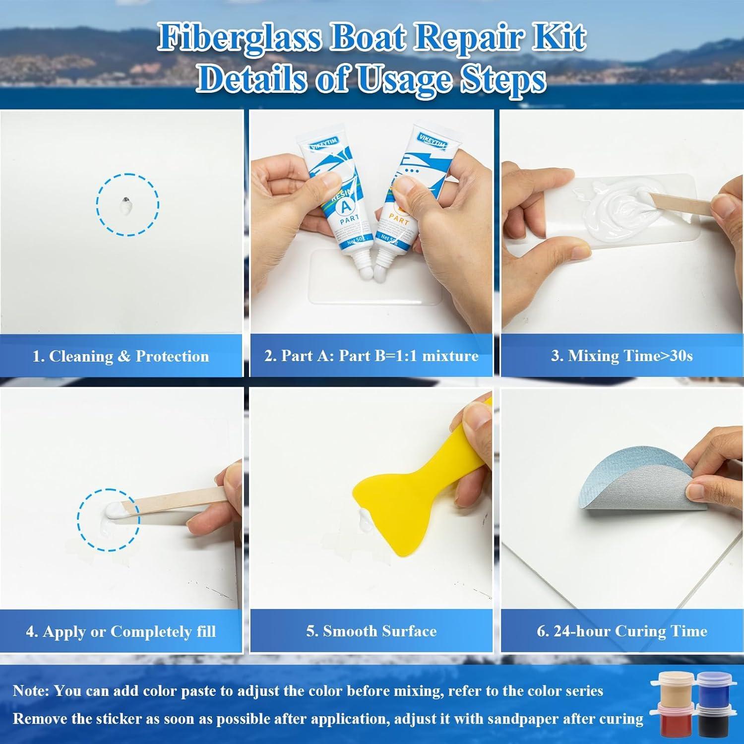 Kit de Reparación de Fibra de Vidrio Marino VIKEYTIM 100g