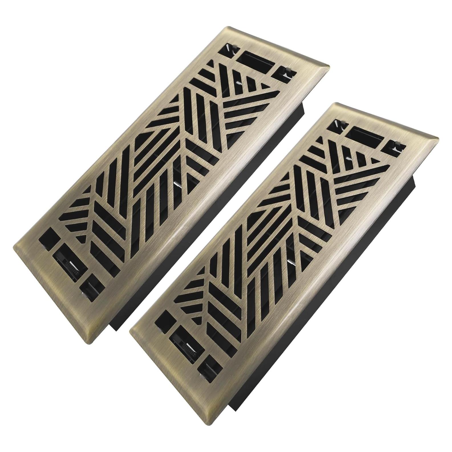 Rejilla de Piso Ajustable Howeall 4x10 cm Latón Antiguo 2 Pcs