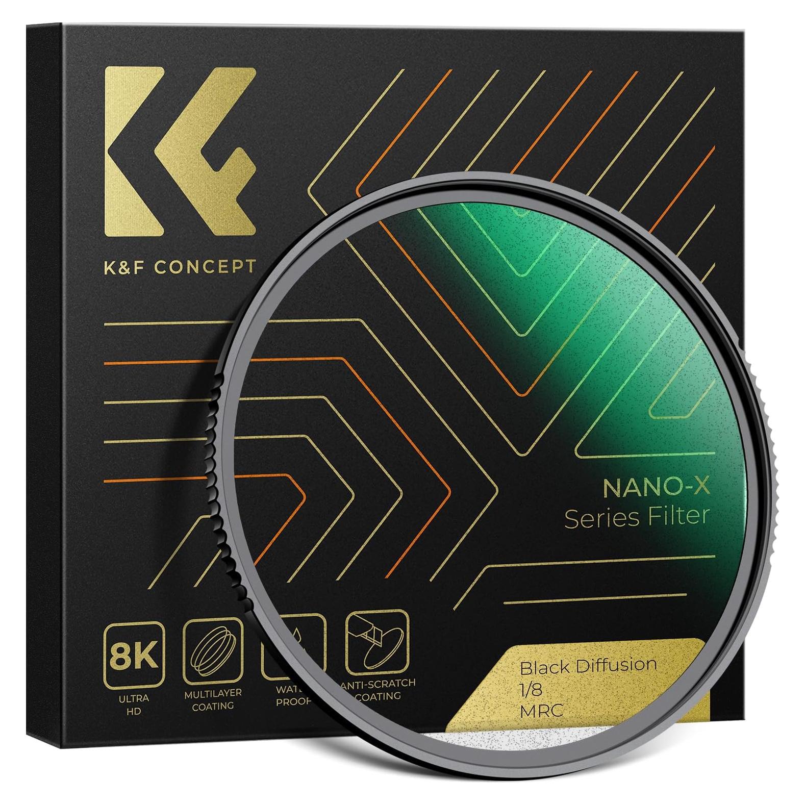 Filtro de Difusión Negra 1/8 K&F Concept 37mm Resistente al Agua