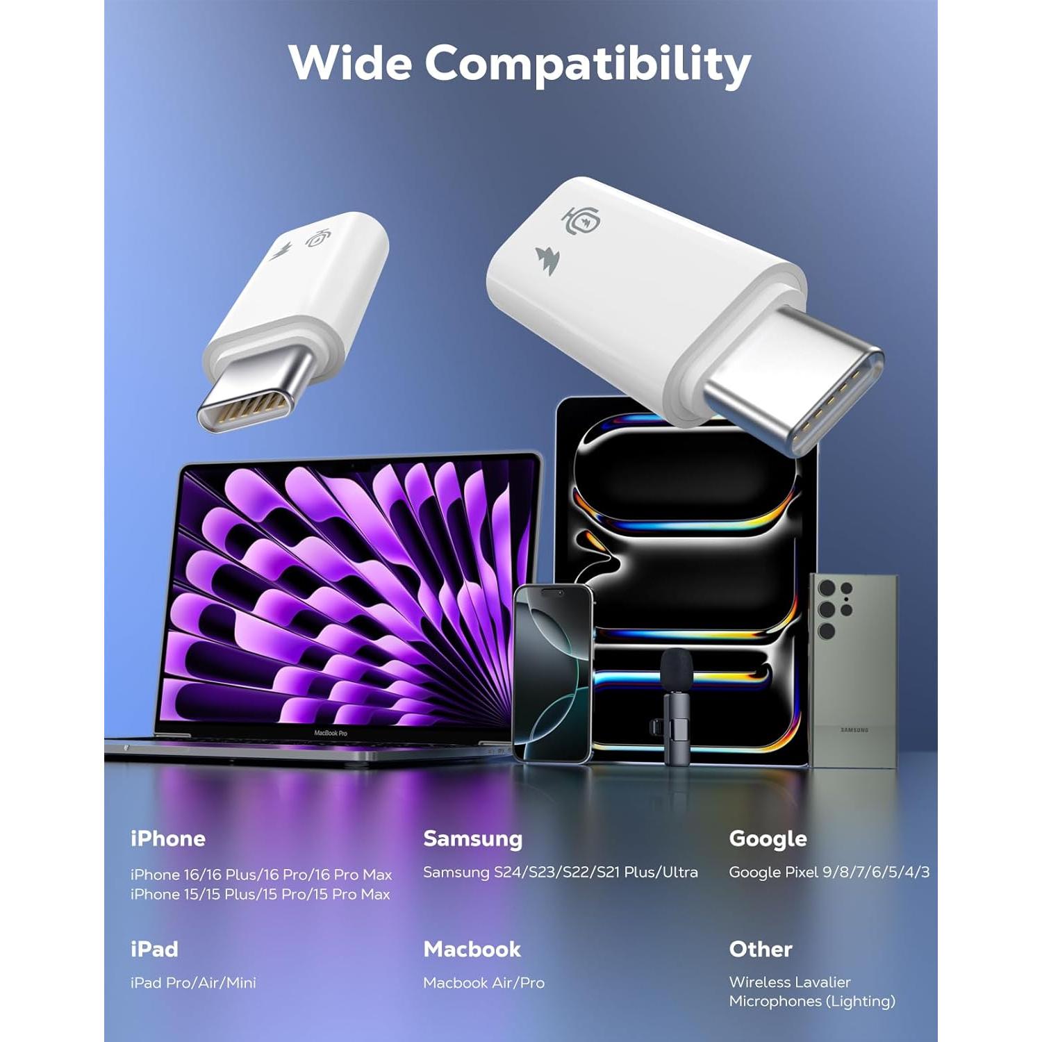 Adaptador Lightning a USB C MoKo para Micrófono Lavalier