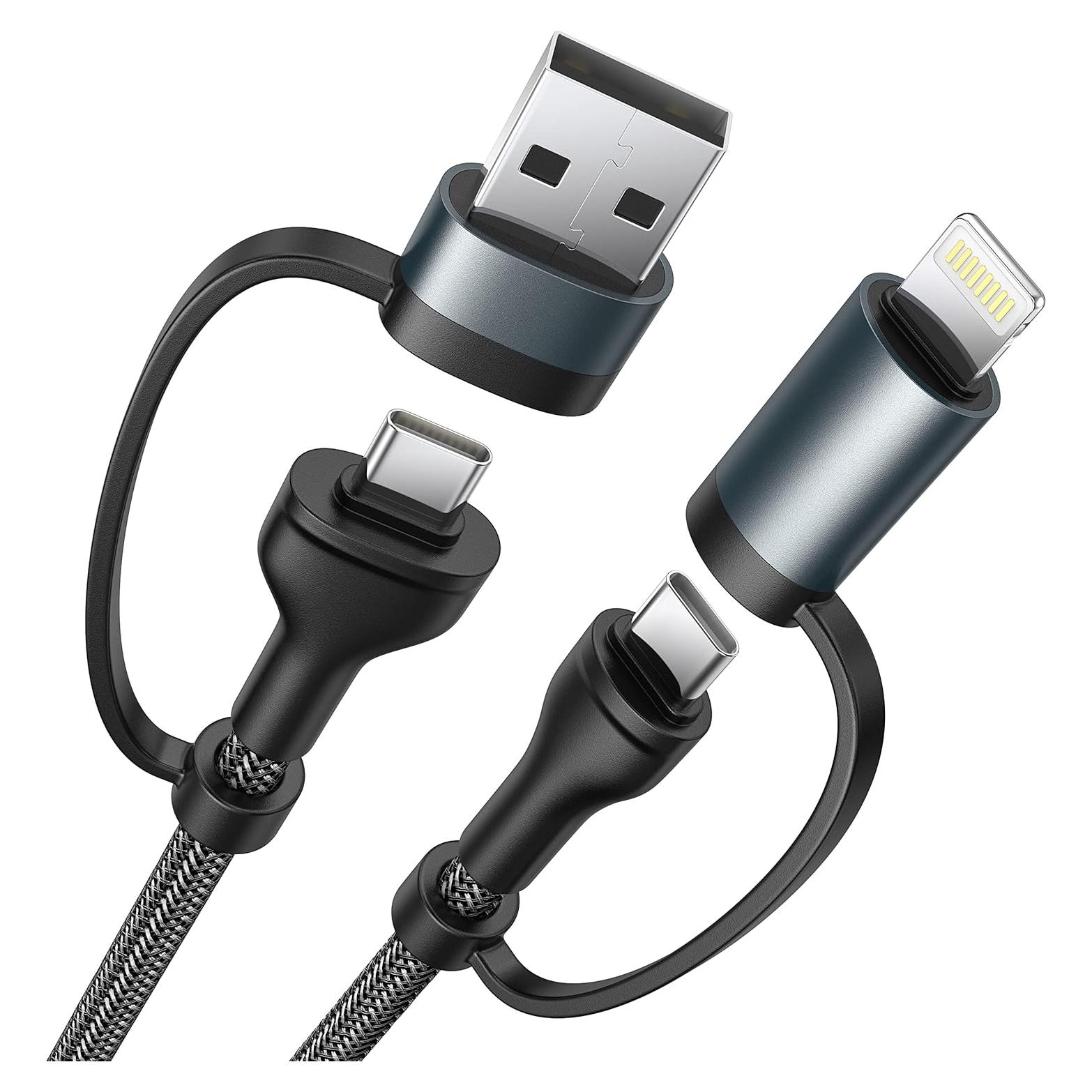 Cable de carga 4 en 1 XUDUO 0.91m USB C Lightning 60W