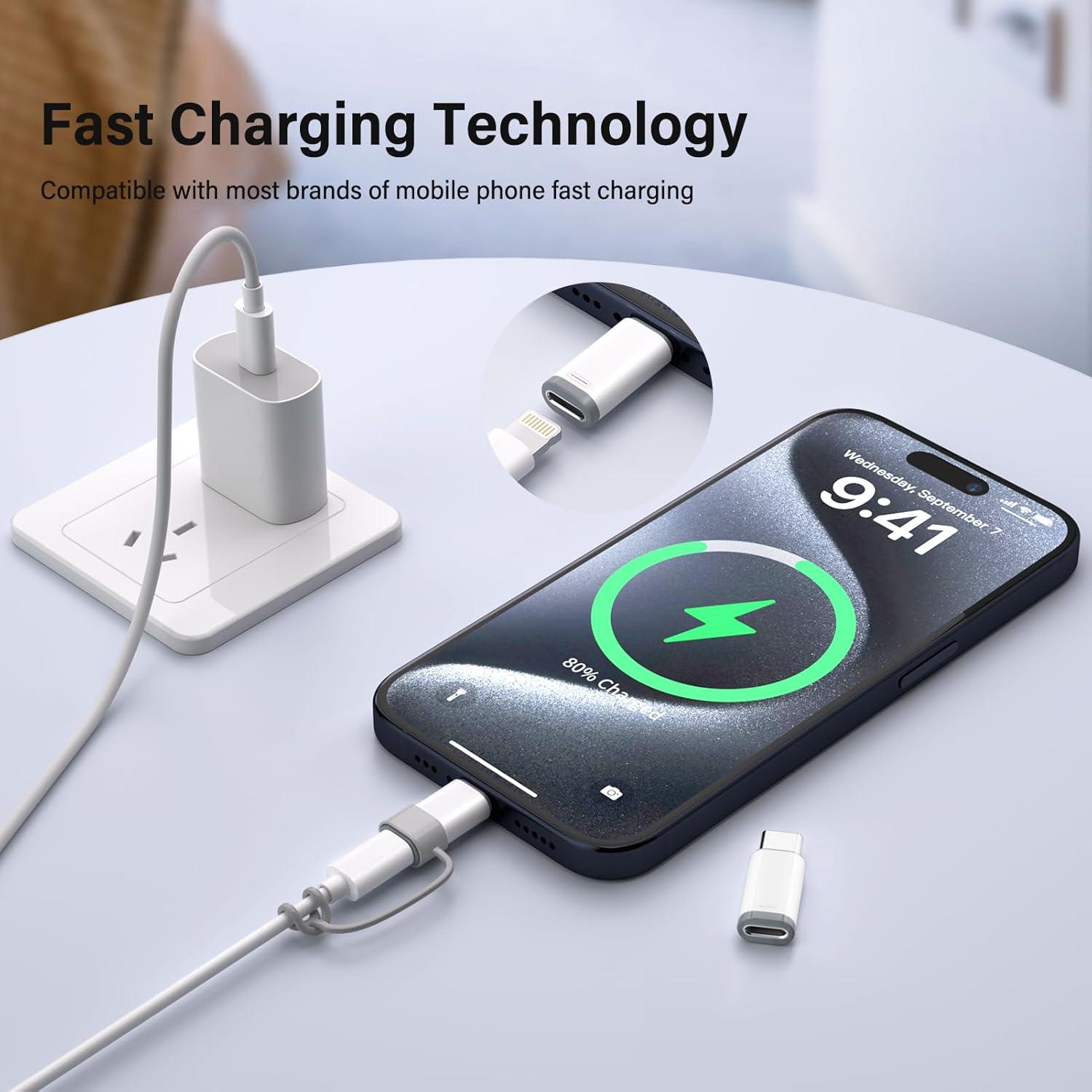 Paquete de 4 Adaptadores Lightning a USB C Thousover03