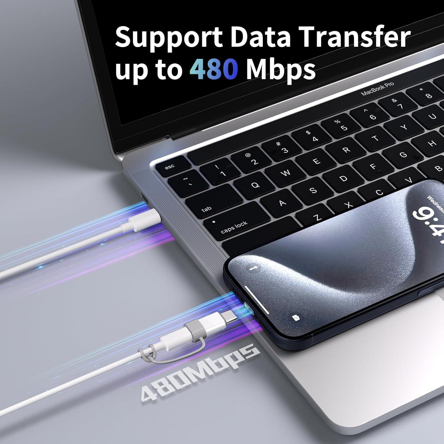 Paquete de 4 Adaptadores Lightning a USB C Thousover03