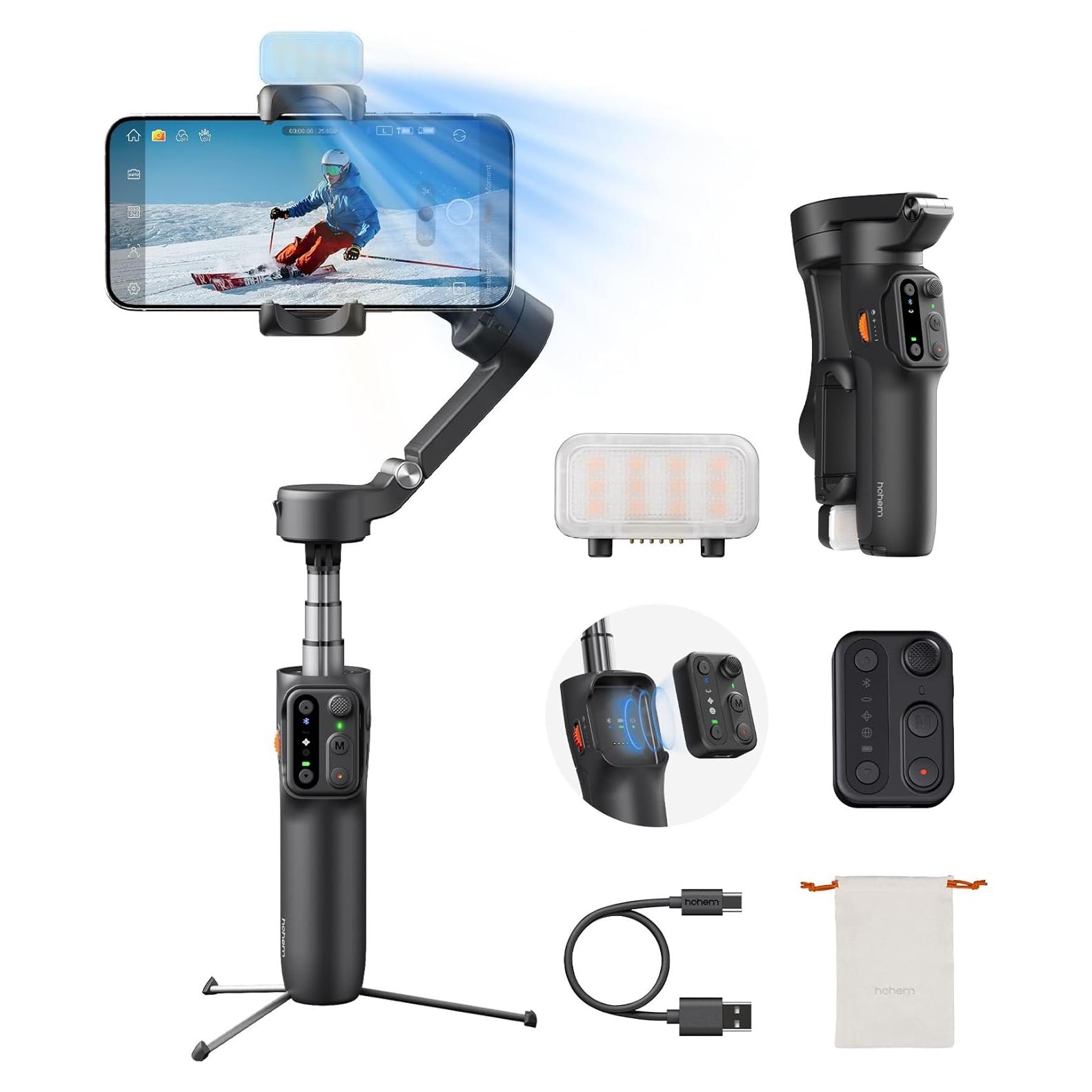 Estabilizador Gimbal Hohem iSteady X3 para iPhone - Plegable, Control Remoto, Luz Ajustable