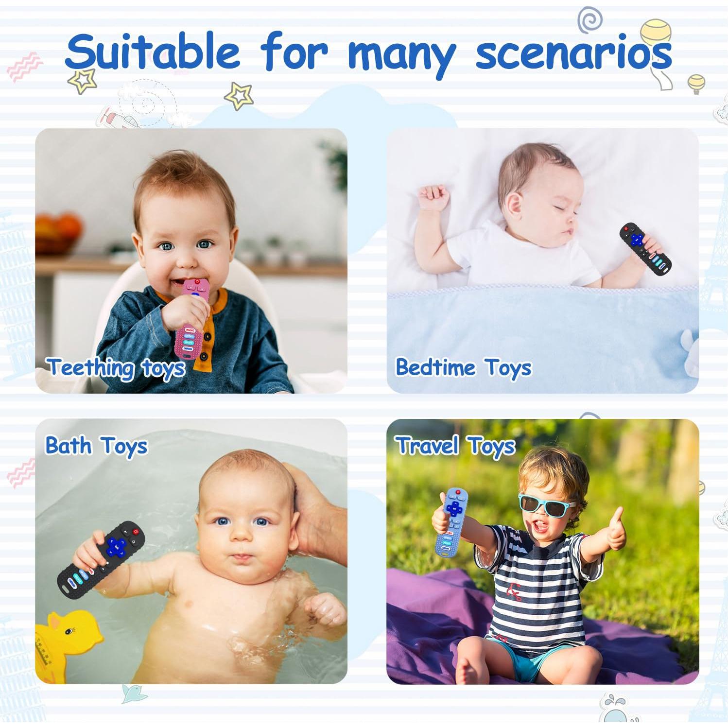 Paquete de 3 Mordedores de Silicona Control Remoto Bebés