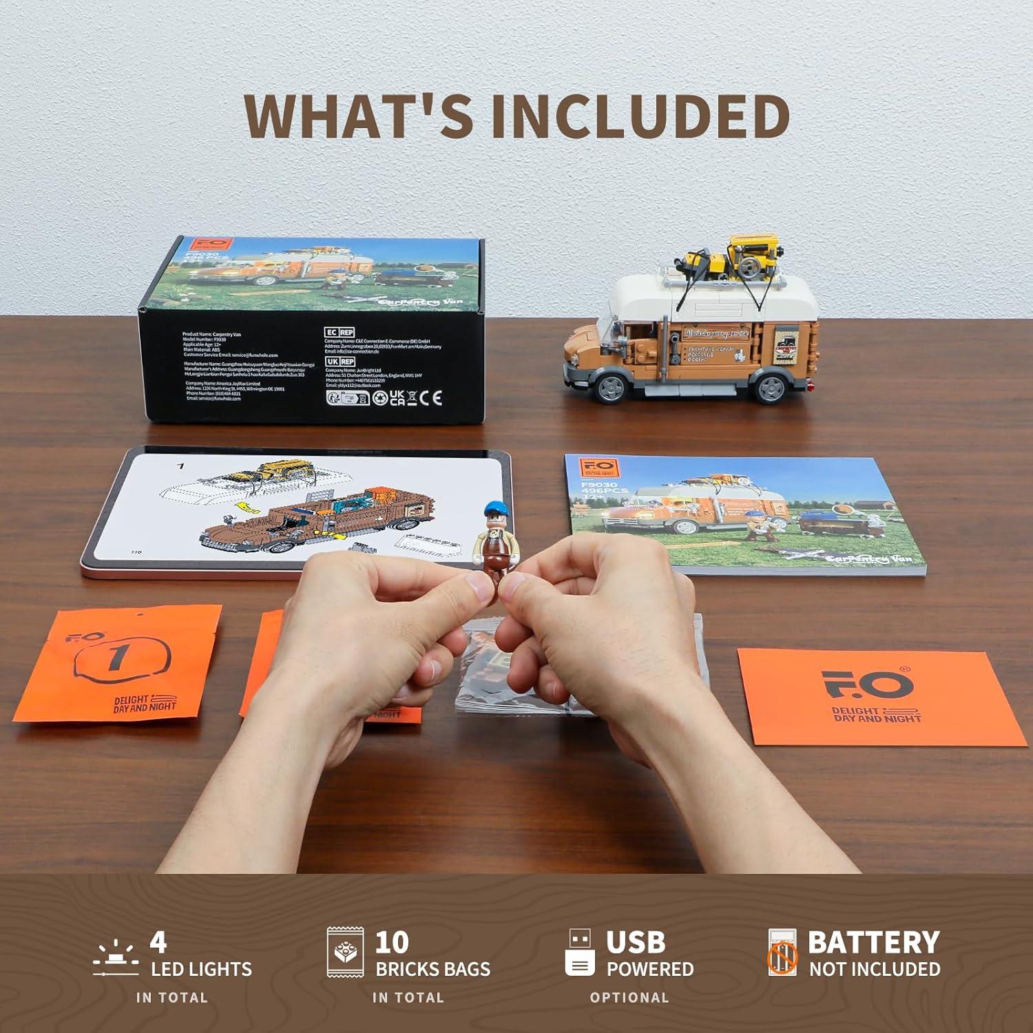 Juego de Iluminación Furgoneta Carpintería FUNWHOLE 496 Pcs