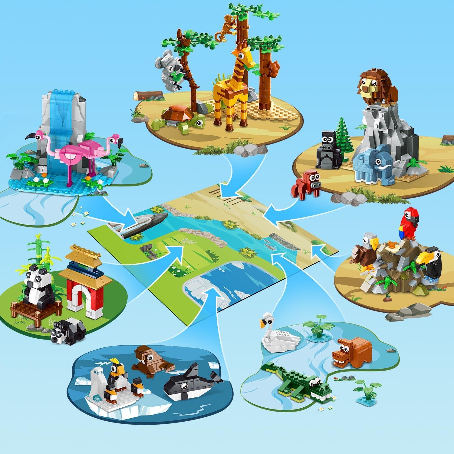Set de Construcción HOGOKIDS Zoo 1460PCS con Alfombrilla 38.1cm