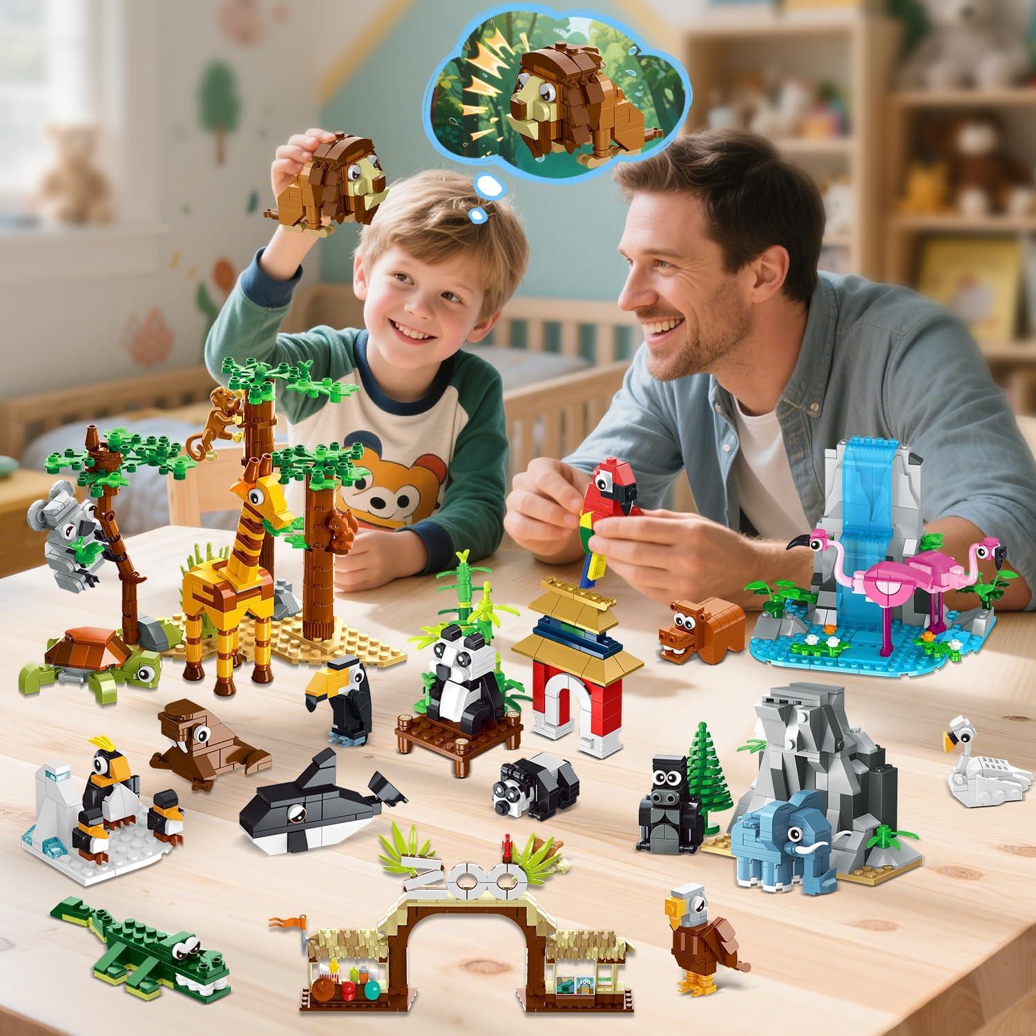 Set de Construcción HOGOKIDS Zoo 1460PCS con Alfombrilla 38.1cm