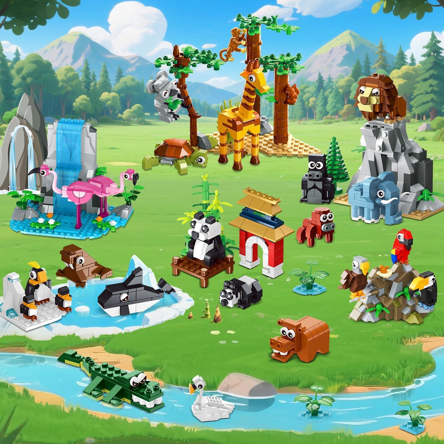 Set de Construcción HOGOKIDS Zoo 1460PCS con Alfombrilla 38.1cm