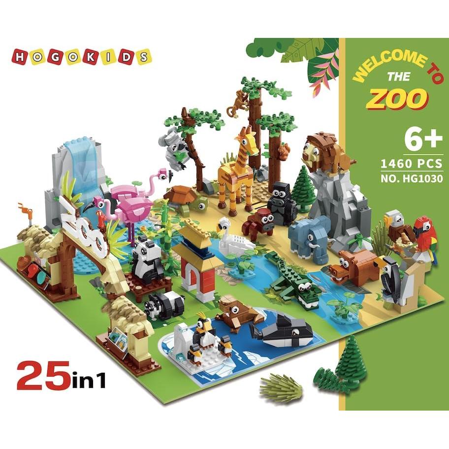 Set de Construcción HOGOKIDS Zoo 1460PCS con Alfombrilla 38.1cm