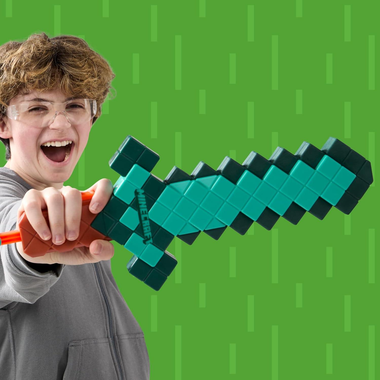Blaster de Dardos Nerf Minecraft Espada Diamante 8 Dardos