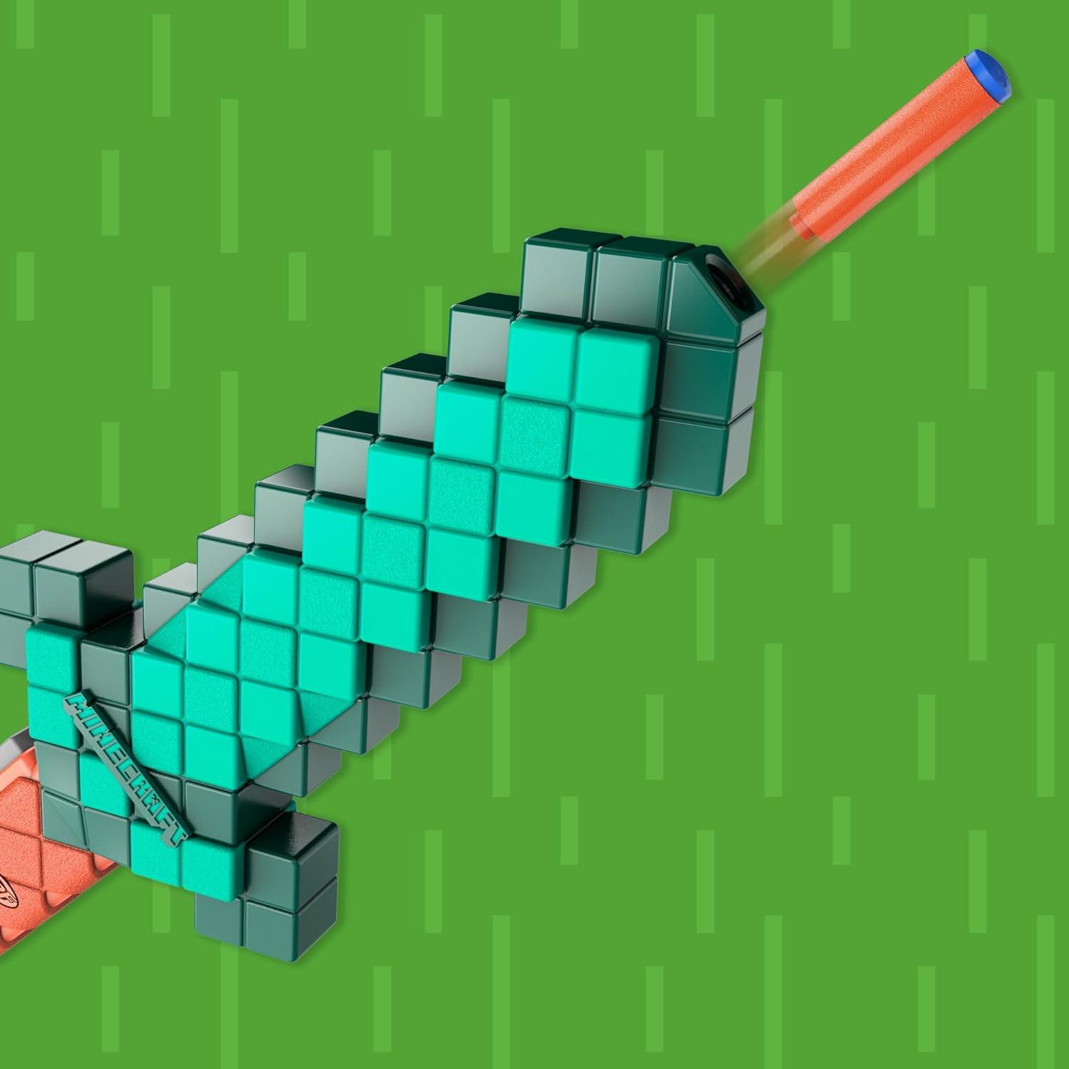 Blaster de Dardos Nerf Minecraft Espada Diamante 8 Dardos