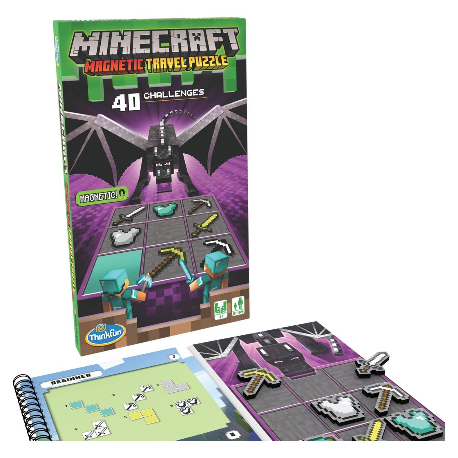 ThinkFun Minecraft Juego de Lógica Magnético de Viaje 40 Desafíos