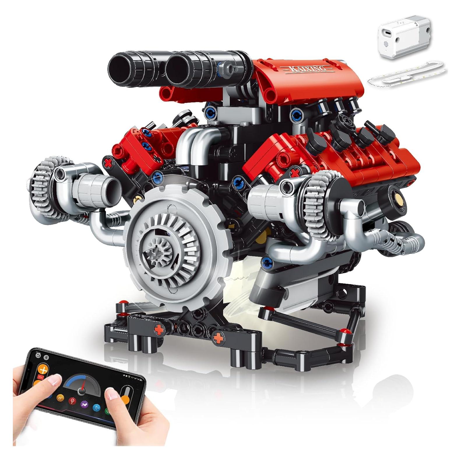 Kit de Motor V8 Visible Keyi - 660 Piezas, Control APP, LED