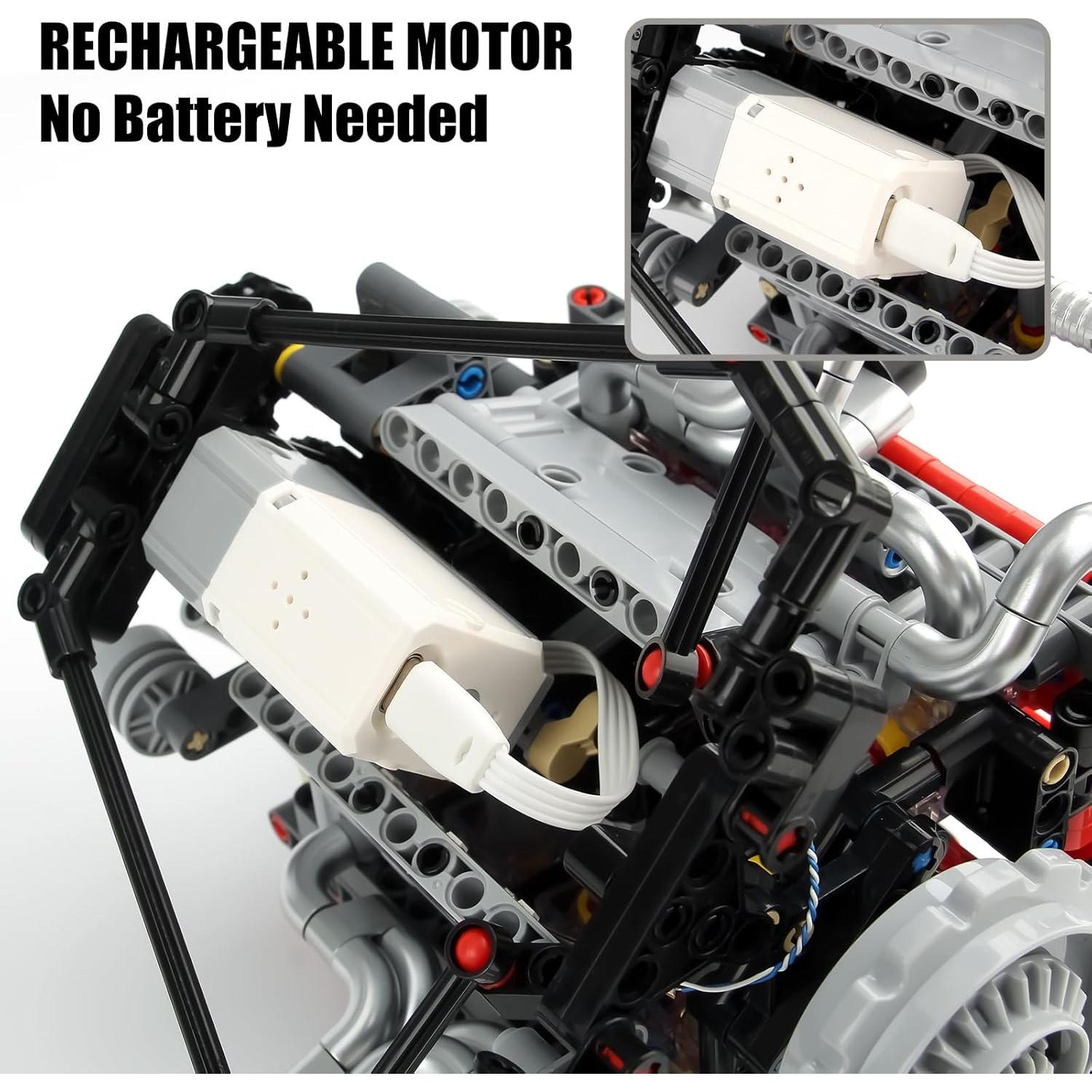 Kit de Motor V8 Visible Keyi - 660 Piezas, Control APP, LED