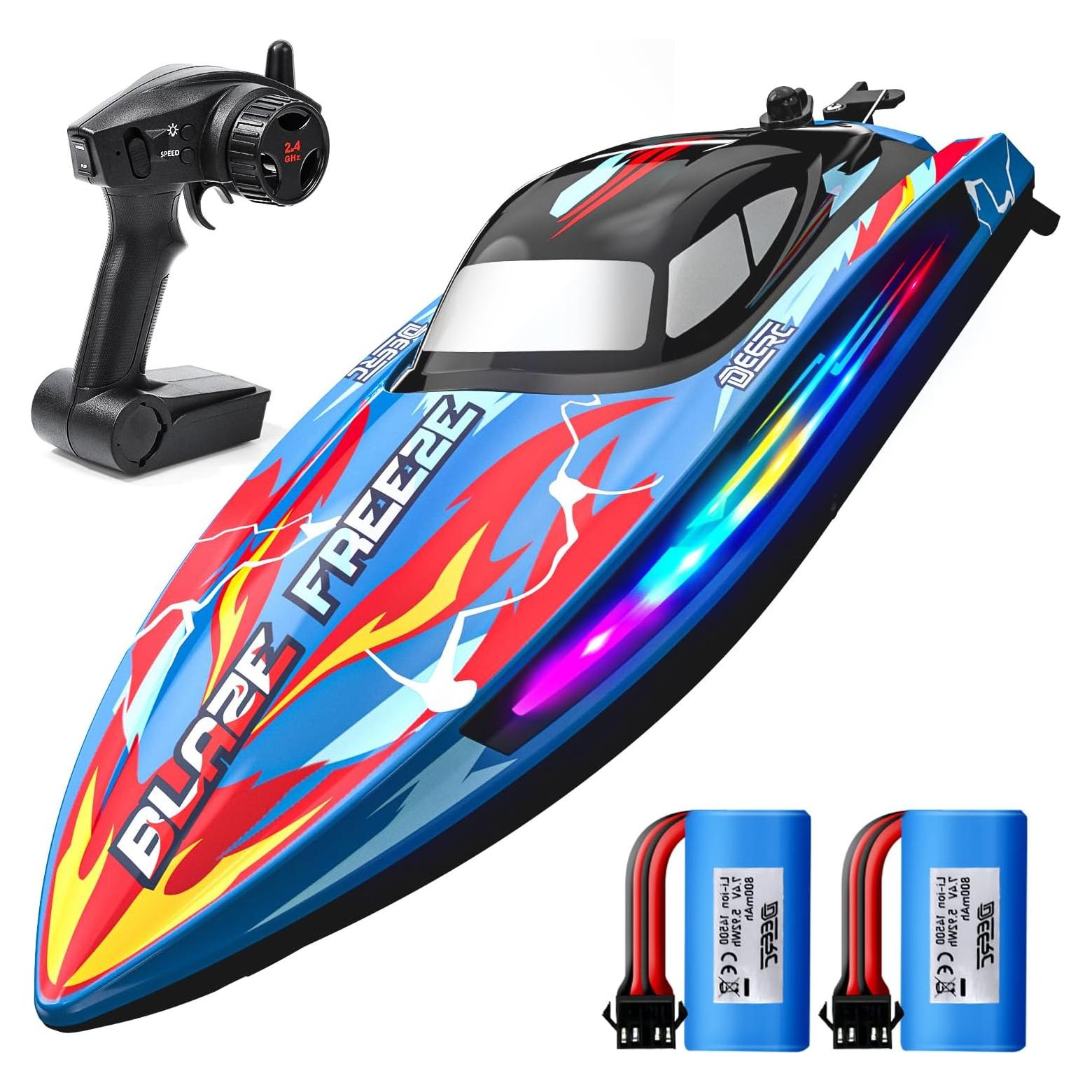 Barco RC DEERC YK080-CA Acuático 32KPH con Luces LED