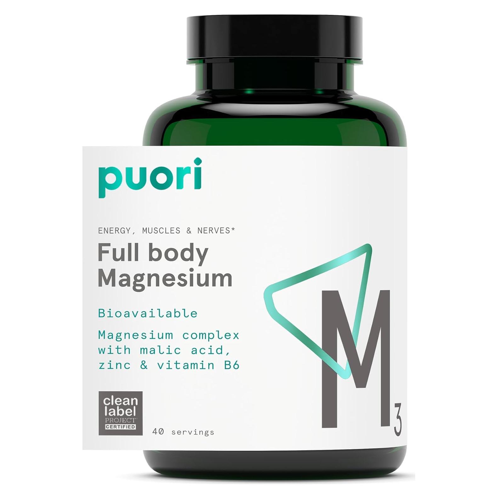 Suplemento de Magnesio Puori M3 - 120 Cápsulas Veganas