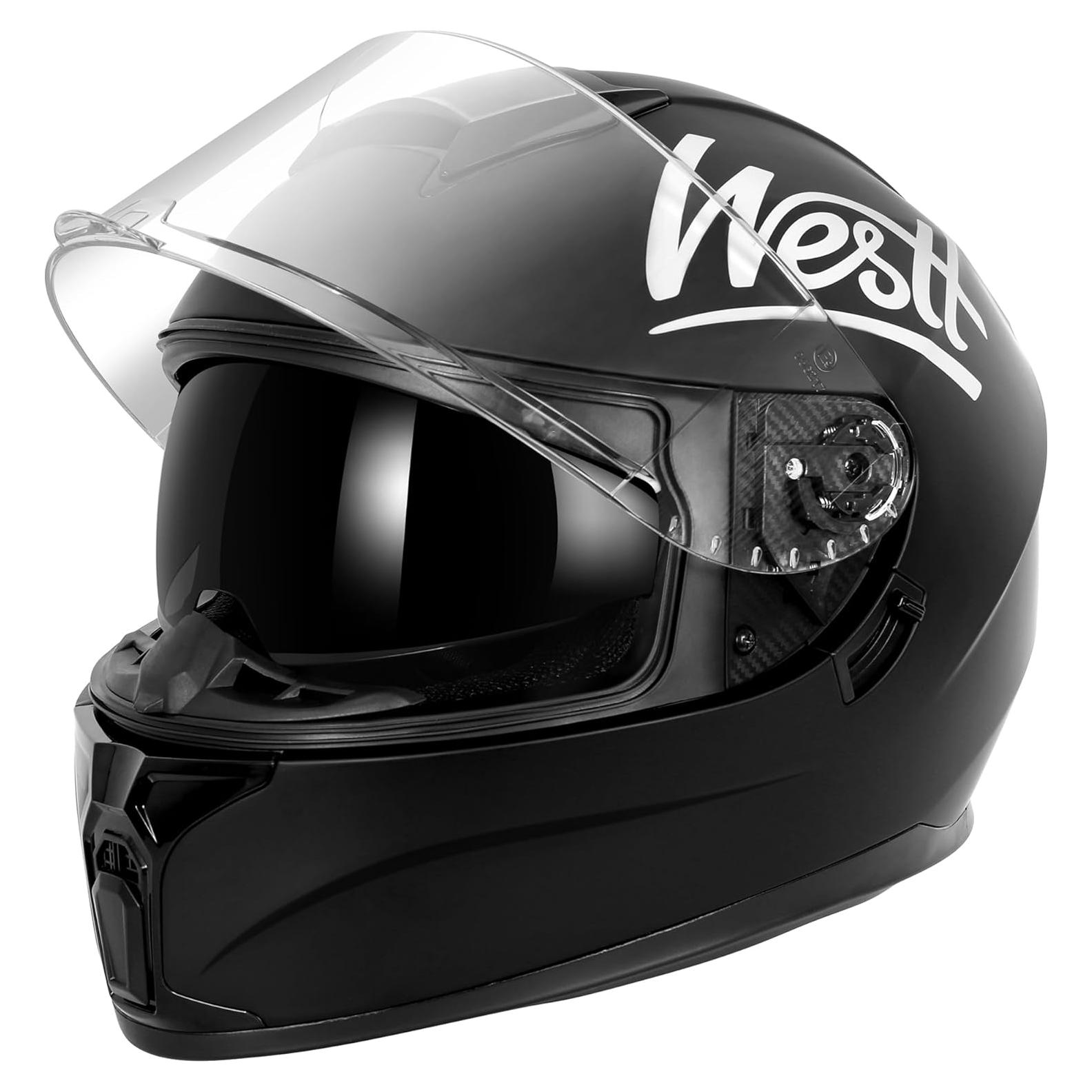 Casco de Motocicleta Westt Storm X Doble Visera Gris Negro