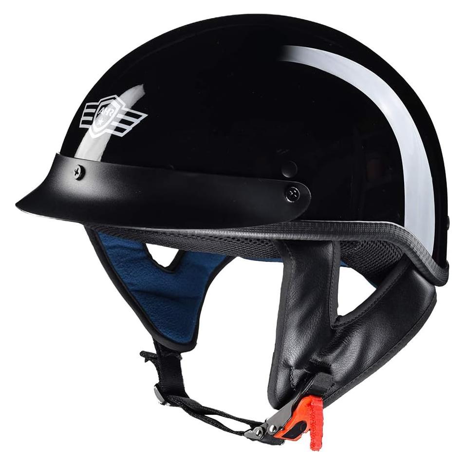 Casco AHR RUN-C Half Face Negro Brillante para Motociclismo