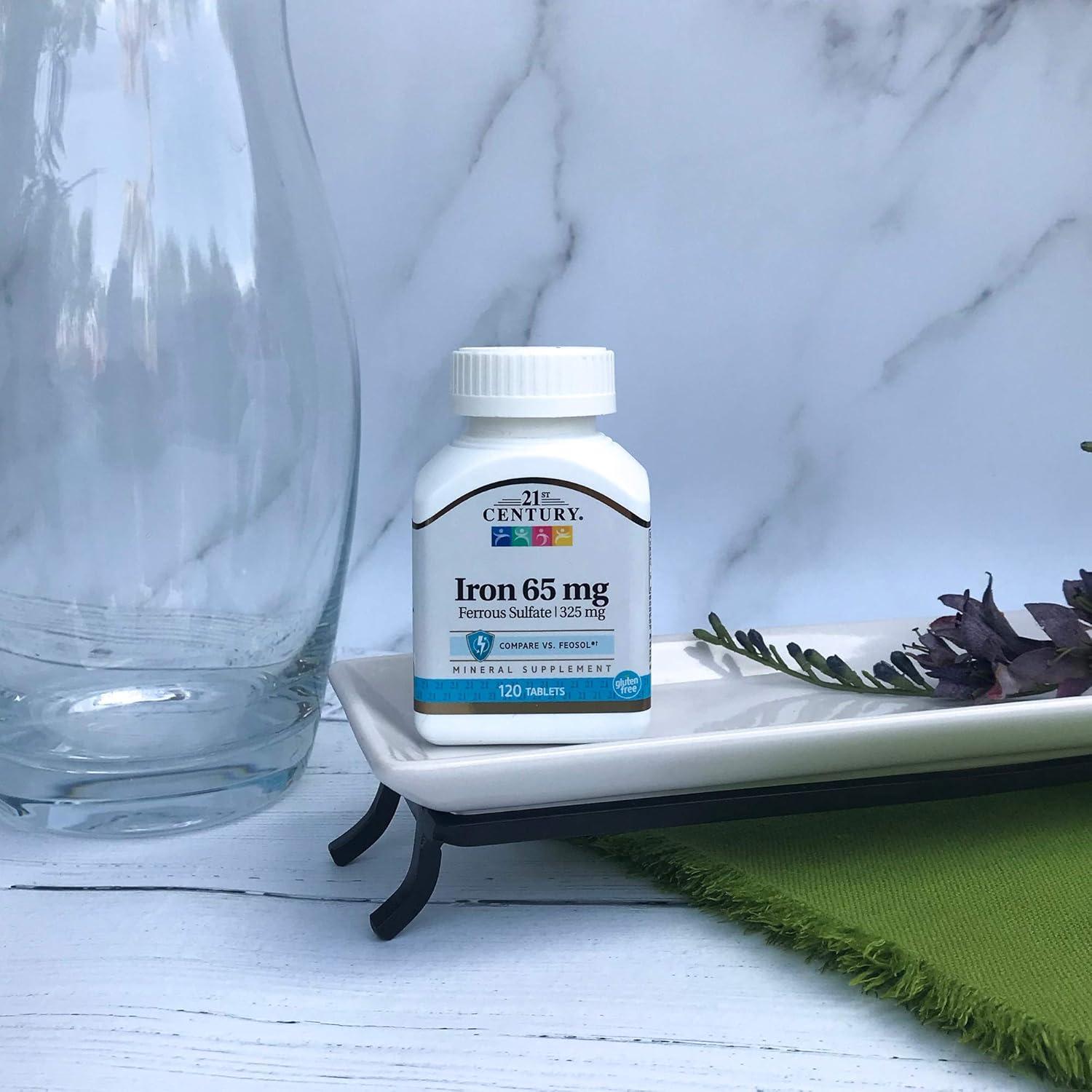 Tabletas de Sulfato Ferroso 65 mg 21st Century - 120 unidades