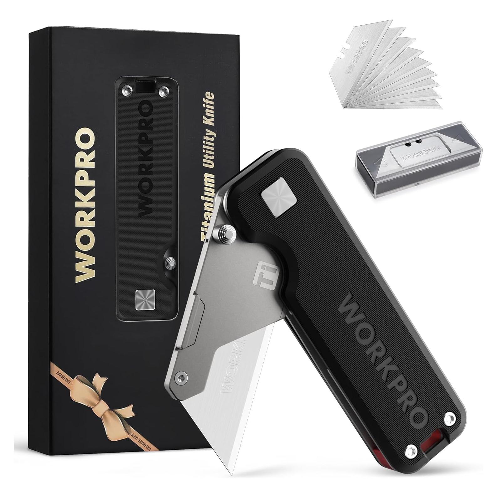 Cuchillo Utility Titanio WORKPRO G-10 Plegable 11.4 cm