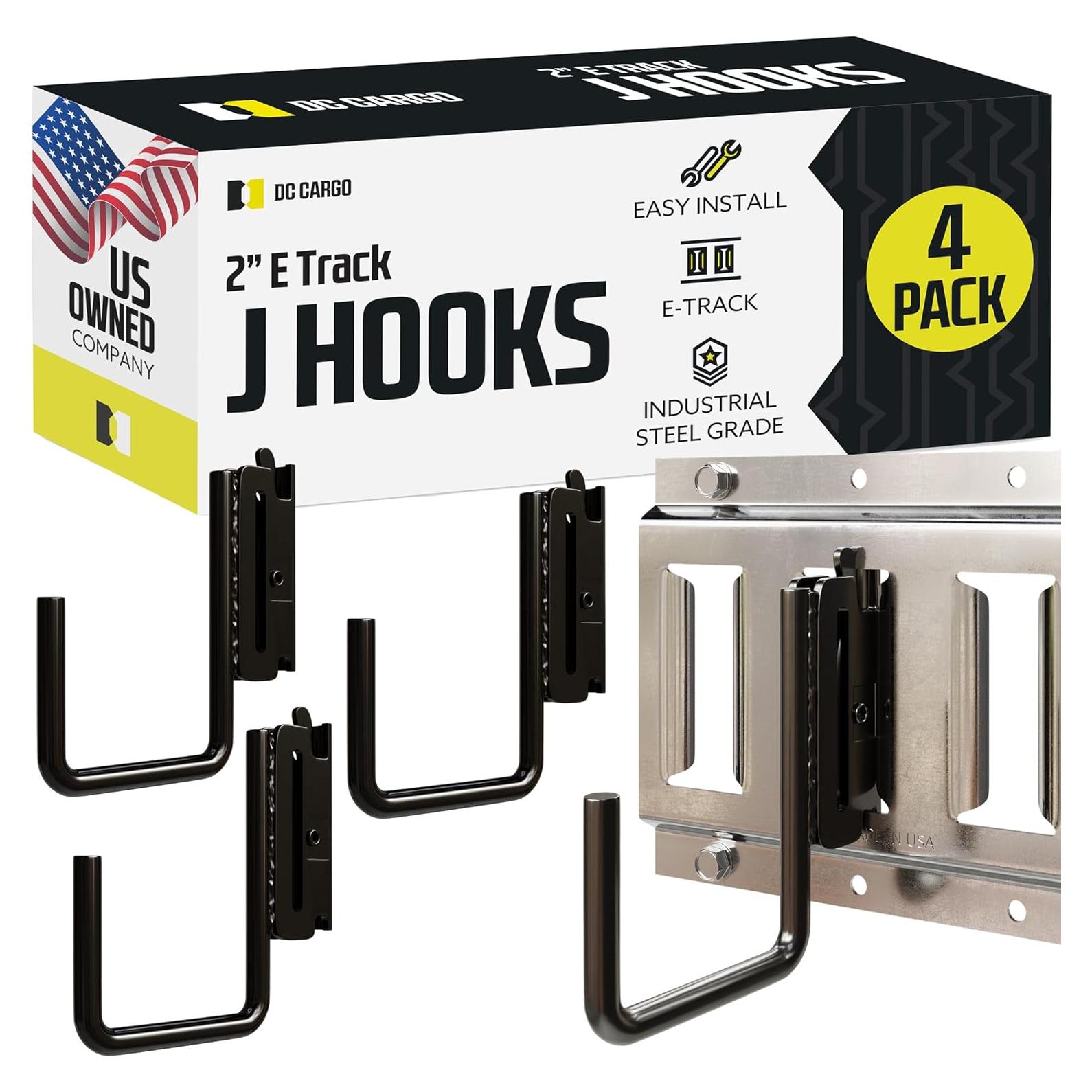 Ganchos J E Track DC Cargo 5.08 cm - Paquete de 4 - Alta Resistencia