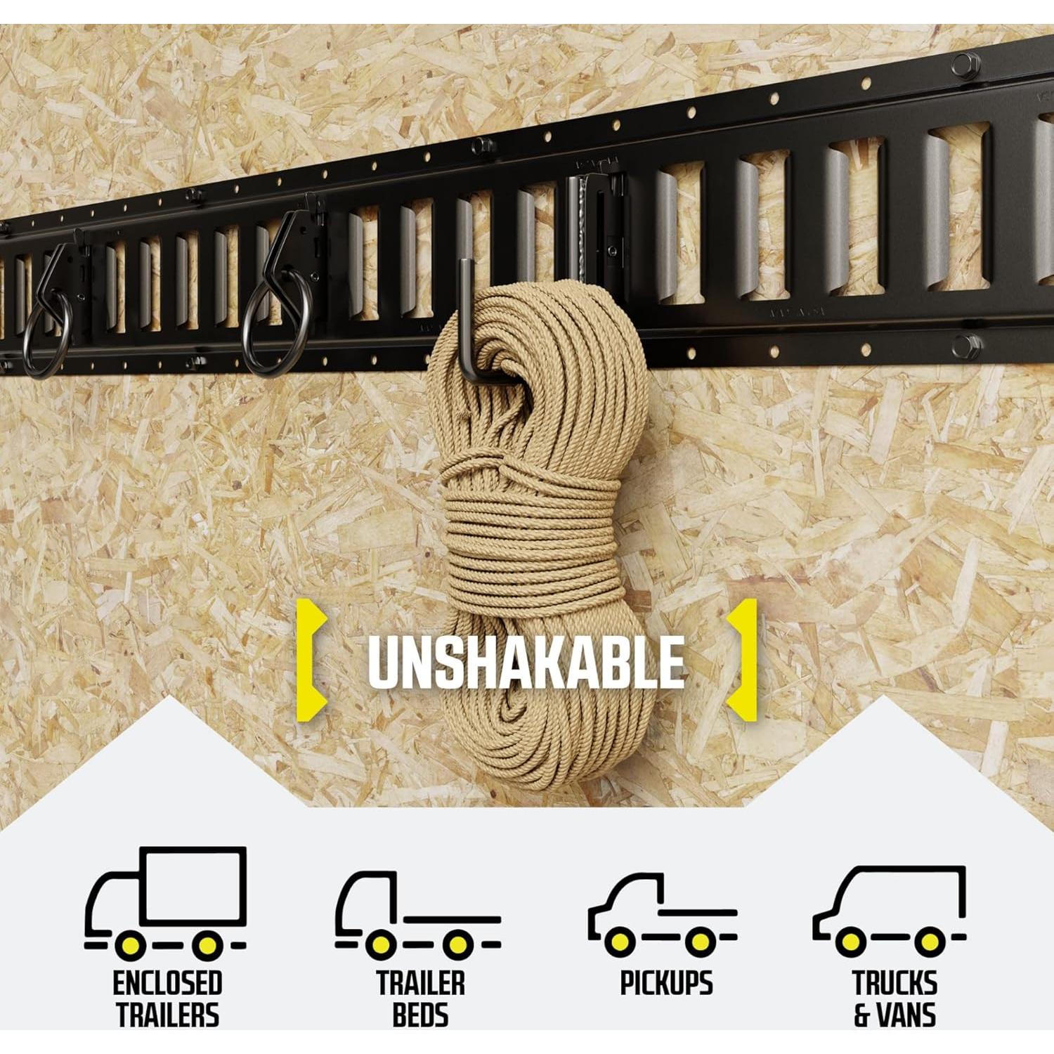 Ganchos J E Track DC Cargo 5.08 cm - Paquete de 4 - Alta Resistencia