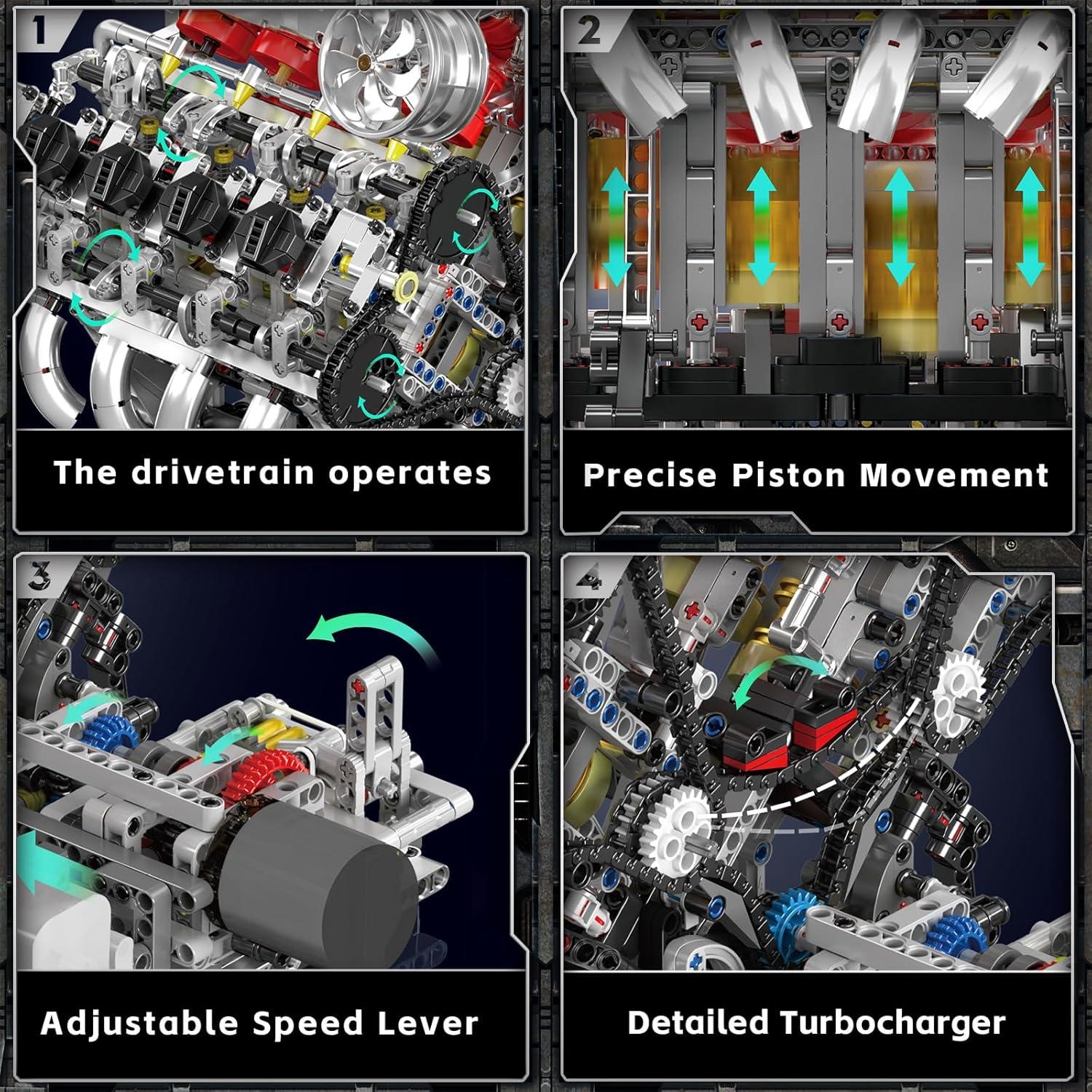 Mould King 10219 Kit Motor V8 2718 Piezas Juguete STEM