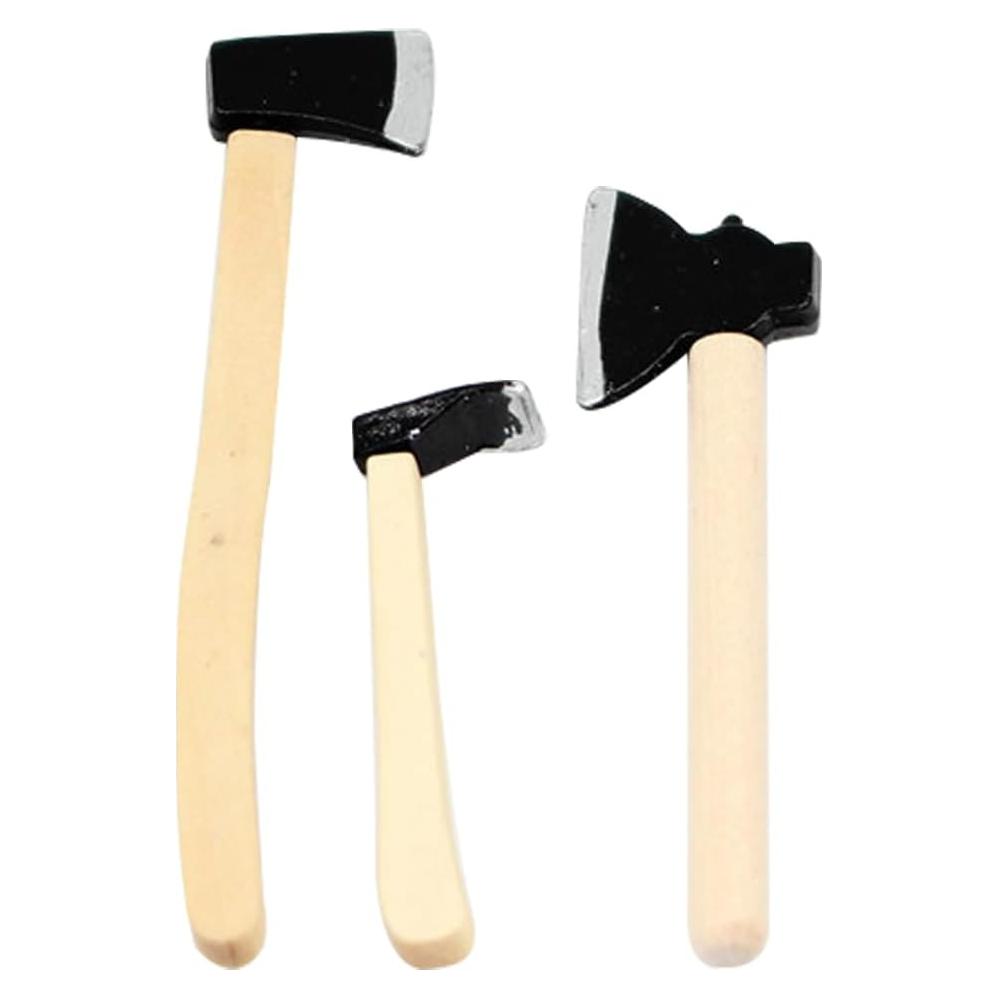 Set de 3 Hachas en Miniatura 1/12 Jizlan para Casa de Muñecas