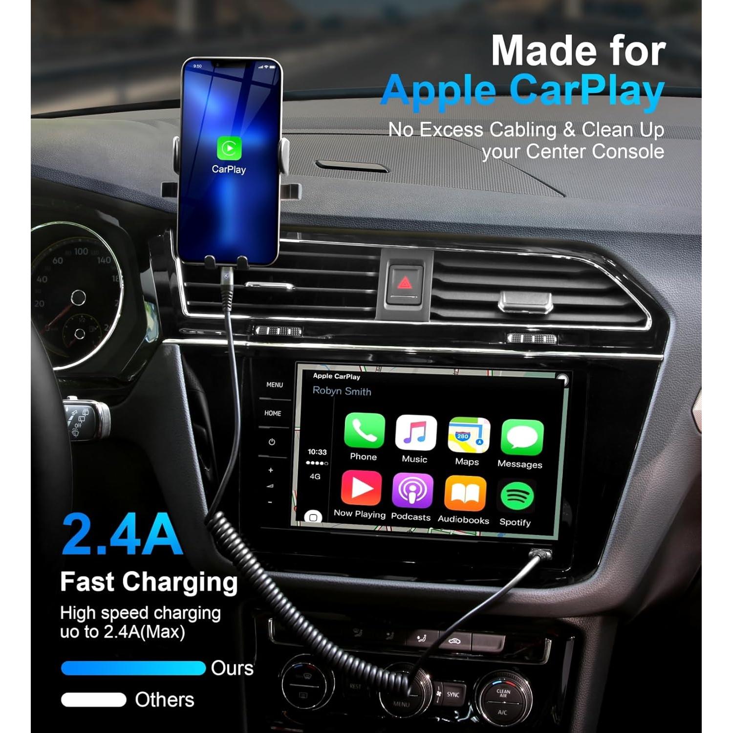 Cable de Carga Enrollado KIYODA 3FT Negro MFi para iPhone