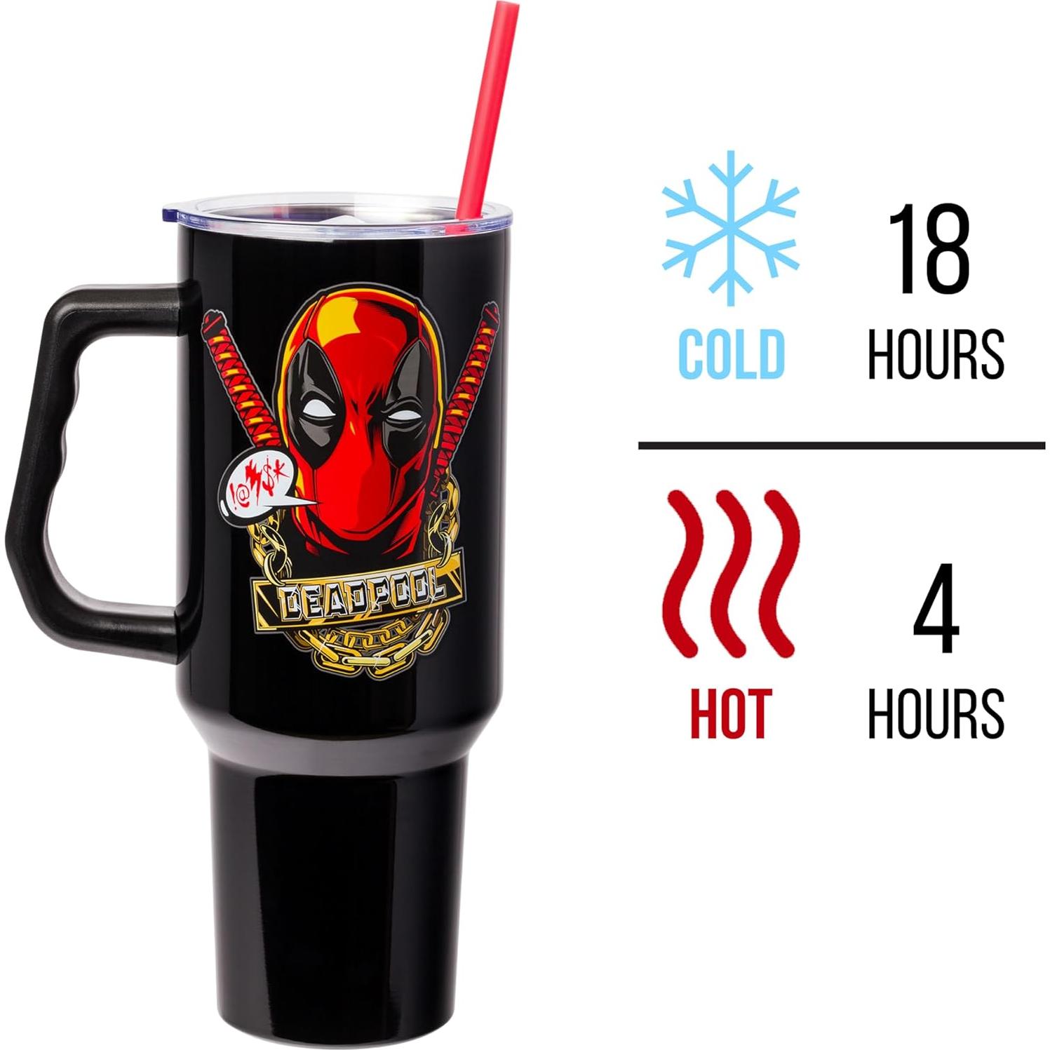 Vaso Acero Inoxidable Silver Buffalo Deadpool 1.18L con Asa