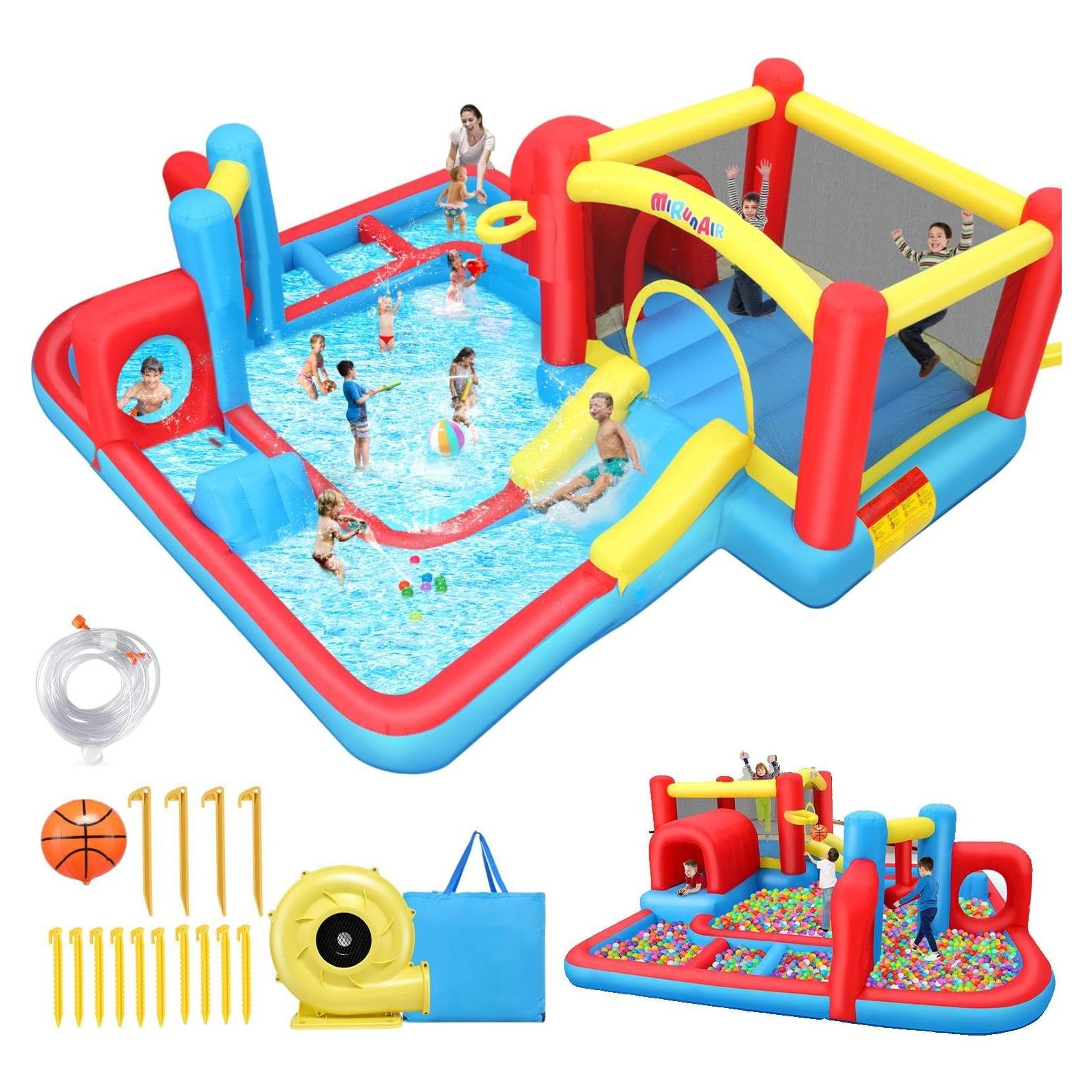 Casa Inflable AKEYDIY con Resbaladilla y Piscina 4.37m