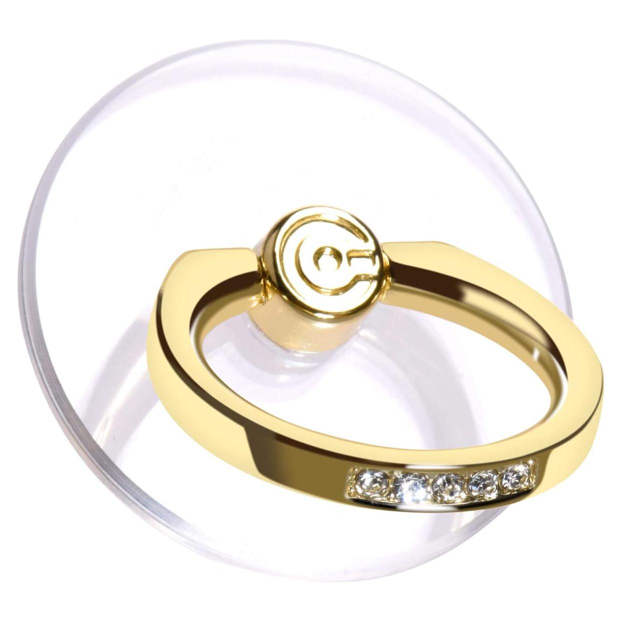 Soporte de Anillo Transparente EI Sonador 2 Diamantes Dorados