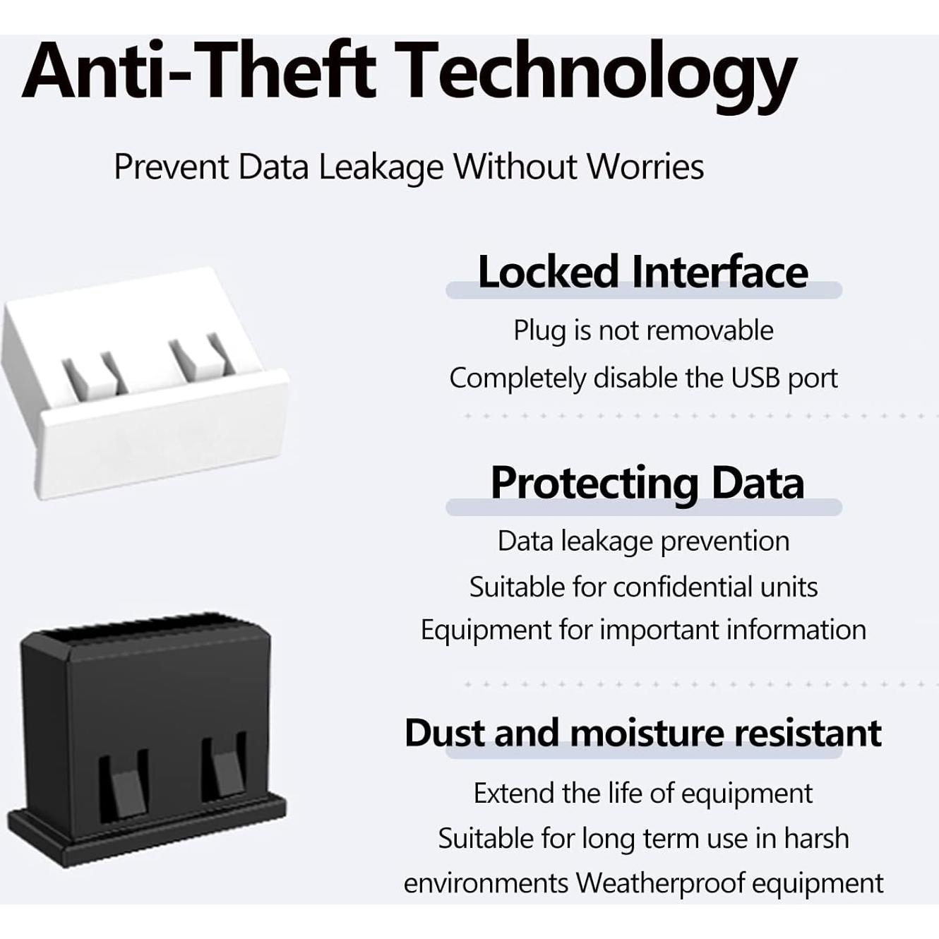 10 Pcs Tapón de Seguridad USB-A Femenino WXZRLIU Negro