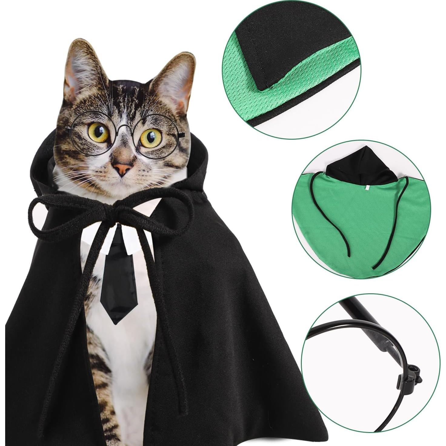 Disfraz de Capa para Mascotas SAVITA Halloween M Negro Verde