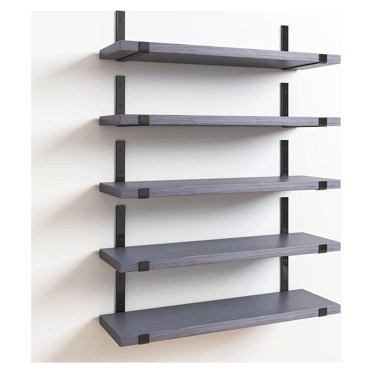 Estantes flotantes Fixwal de 5 piezas en madera gris 40x12 cm