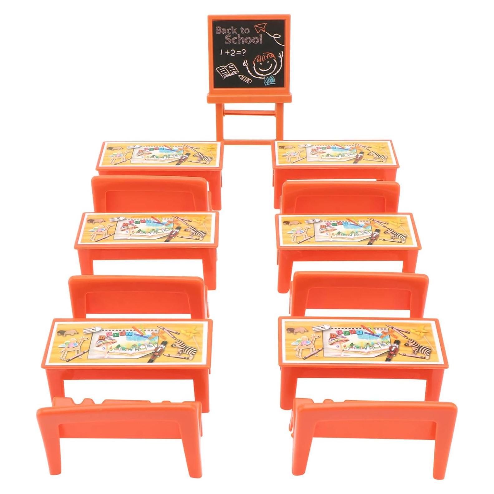 Juego de Muebles de Aula Miniatura NUOBESTY 13 Piezas