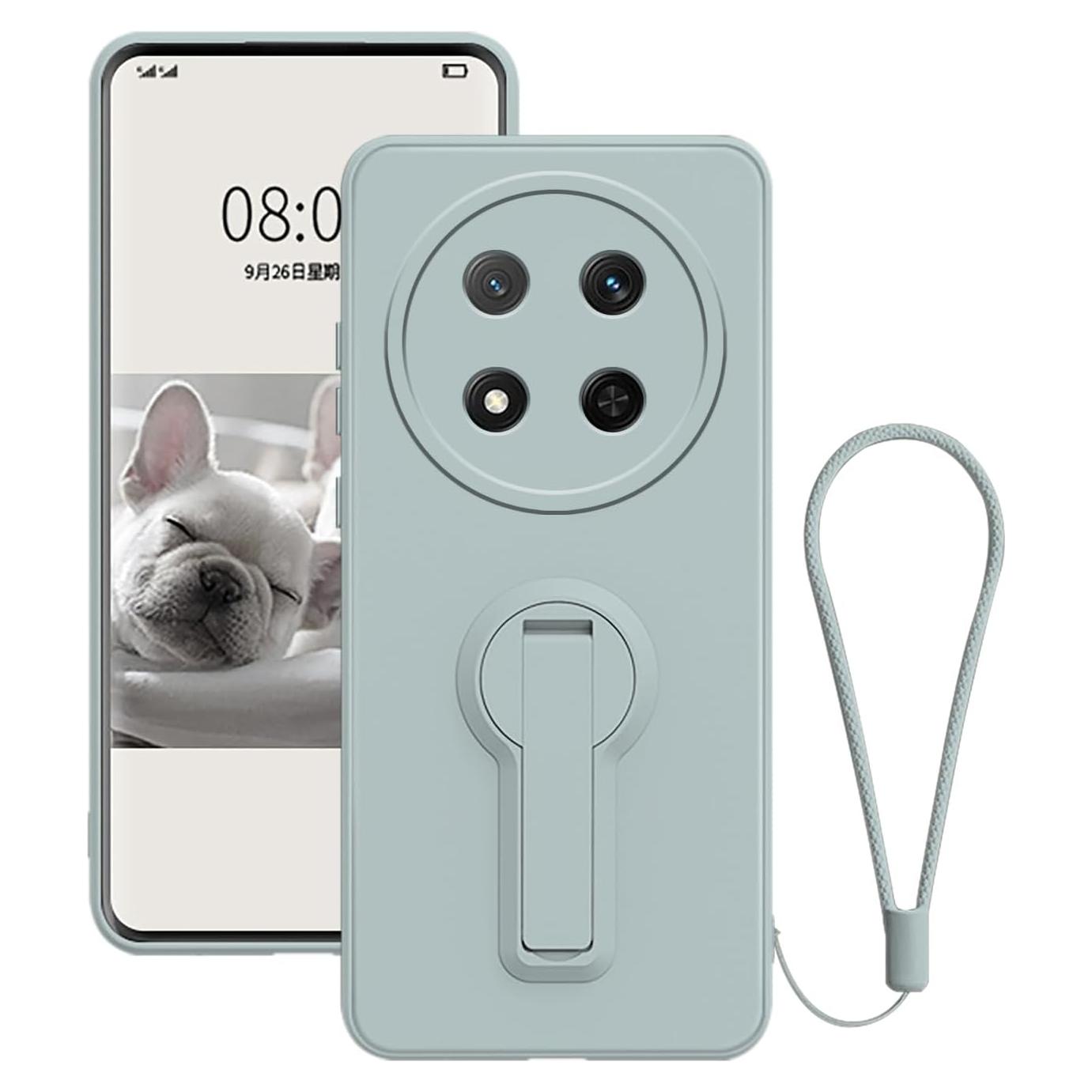 Funda de Silicona Honor Magic 7 Lite con Soporte y Correa - Azul Claro