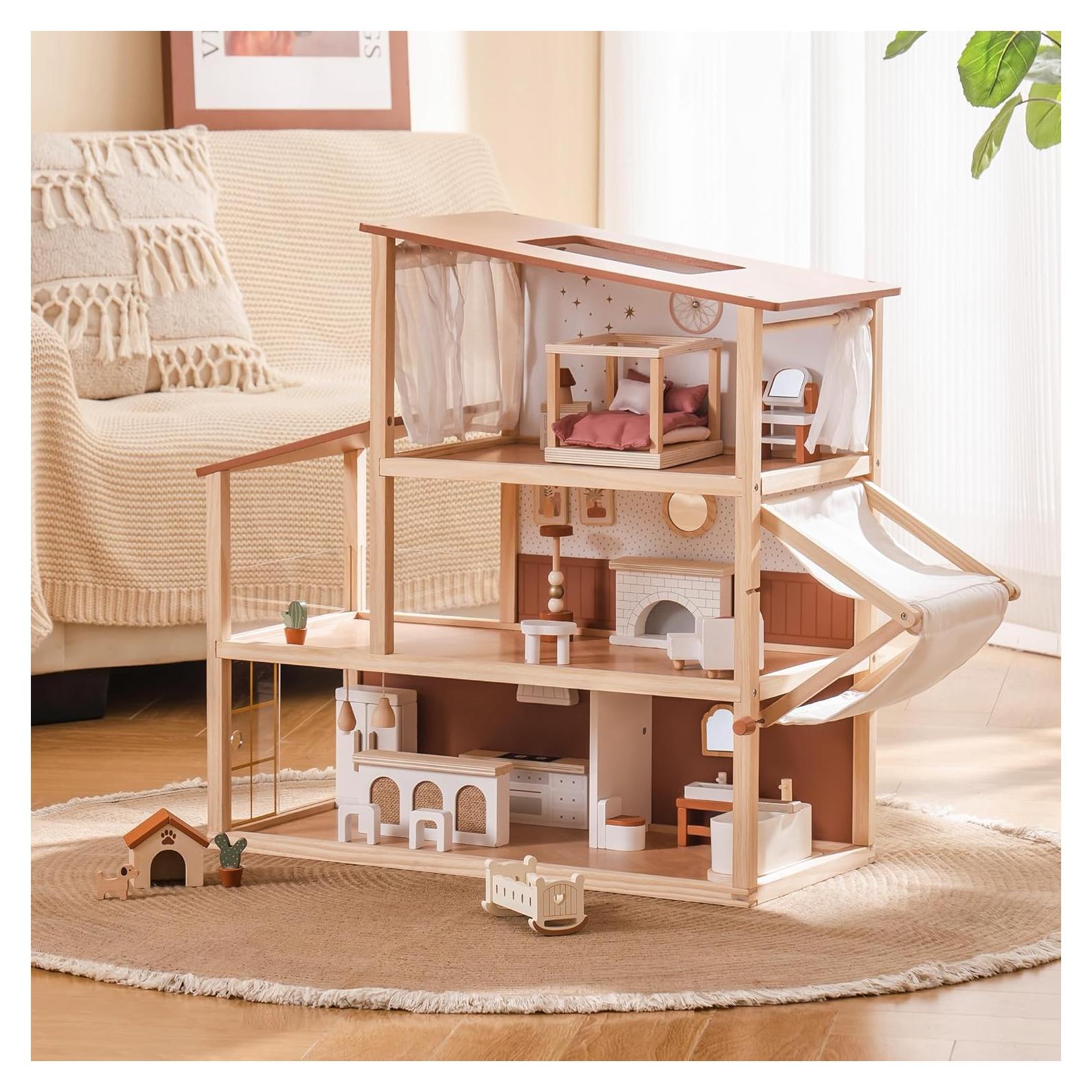 Casa de Muñecas de Madera ROBOTIME 3 Pisos 37 Piezas Bohemio