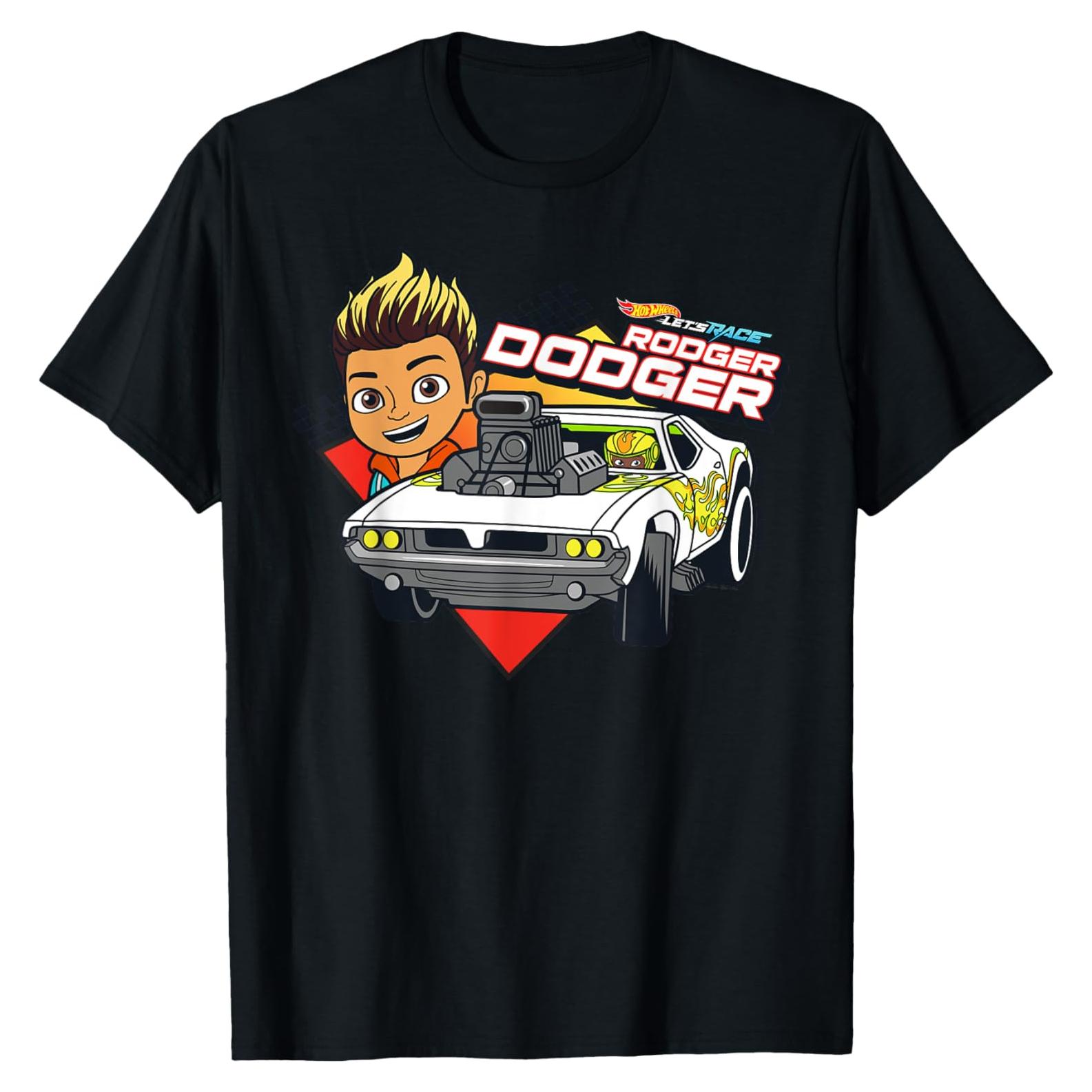 Camiseta Hot Wheels Vamos a Correr Rodger Dodger Hombre Negro