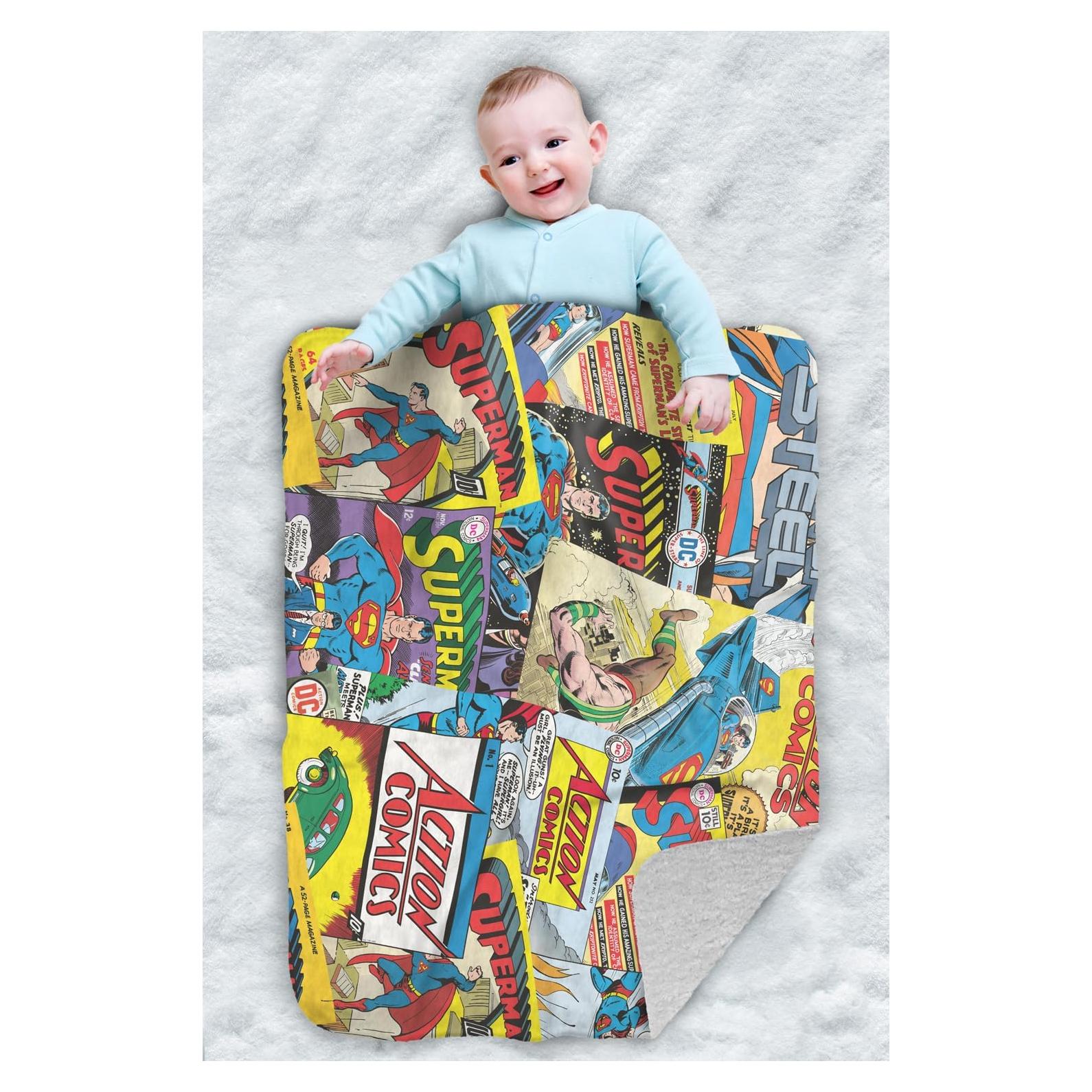 Manta de Bebé Sherpa Superman 76x102cm - Suave y Cálida