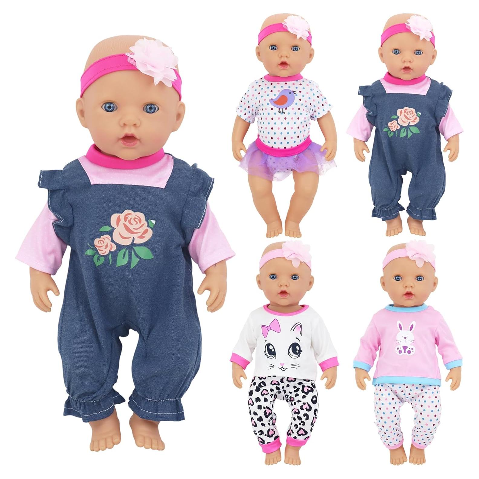 4 Conjuntos de Ropa para Muñecas Bebé ECORELF 14-18 Pulgadas